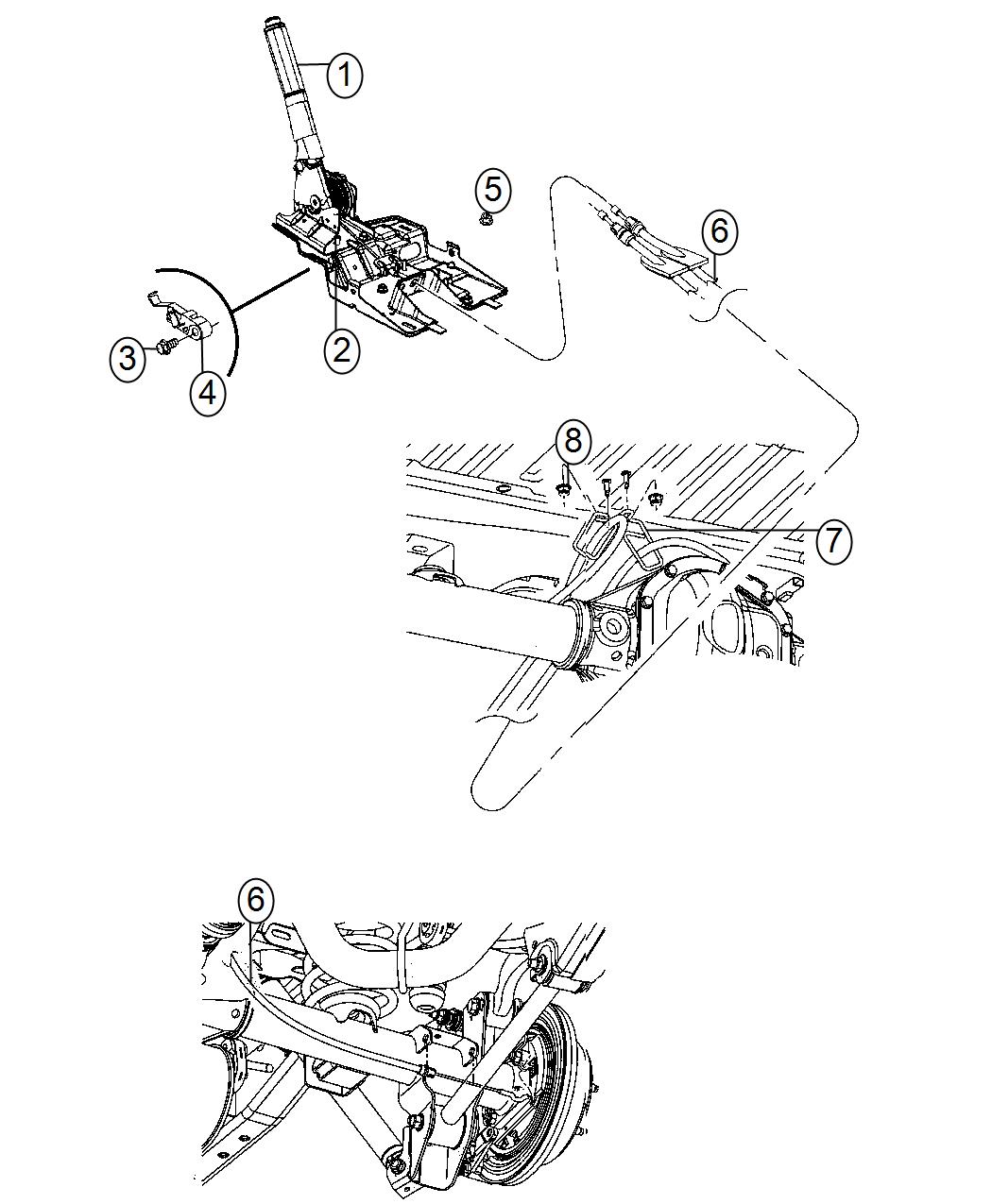 Park Brake Lever and Rear Cables. Diagram