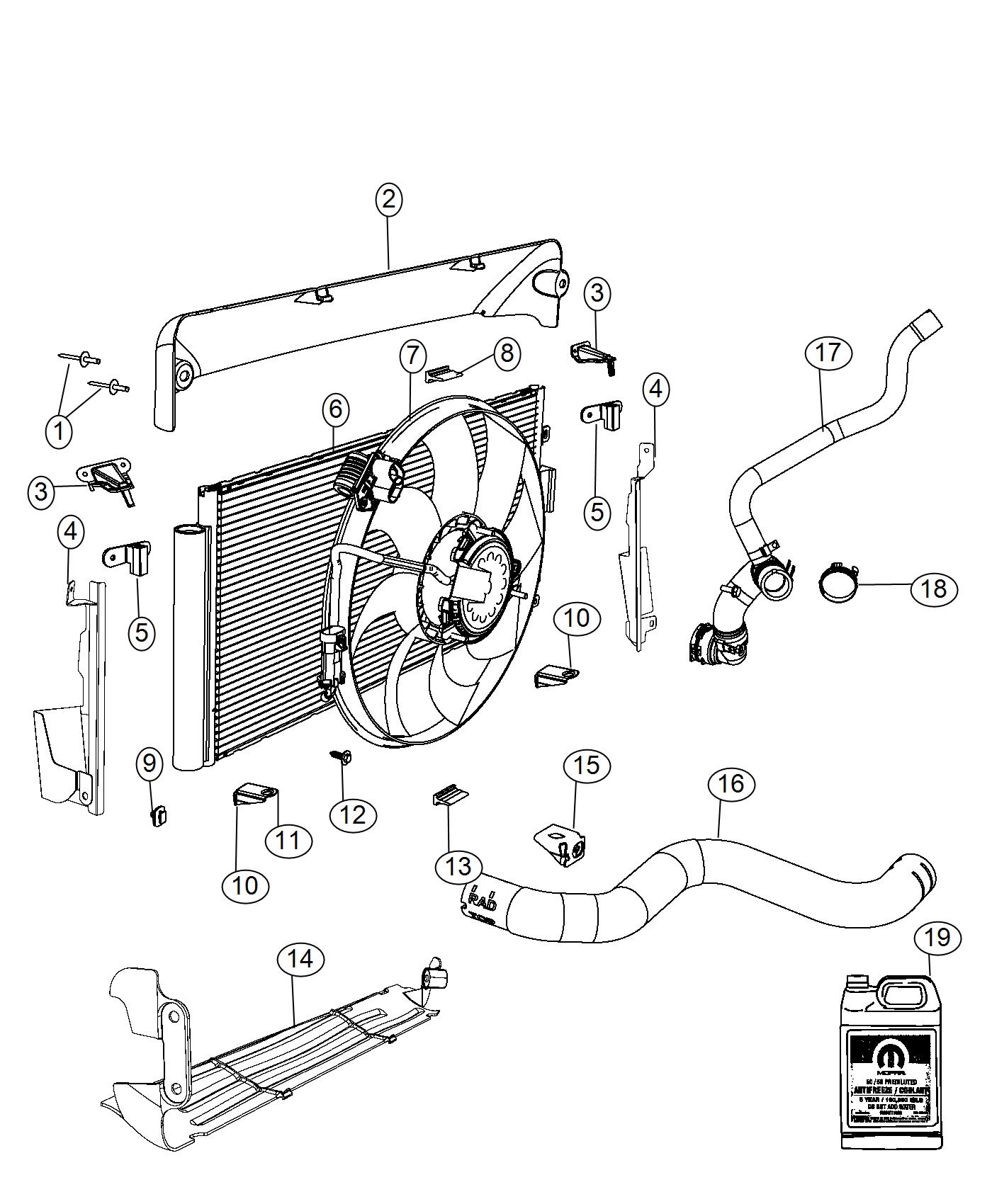 Diagram Radiator And Related Parts. for your Fiat 500X  