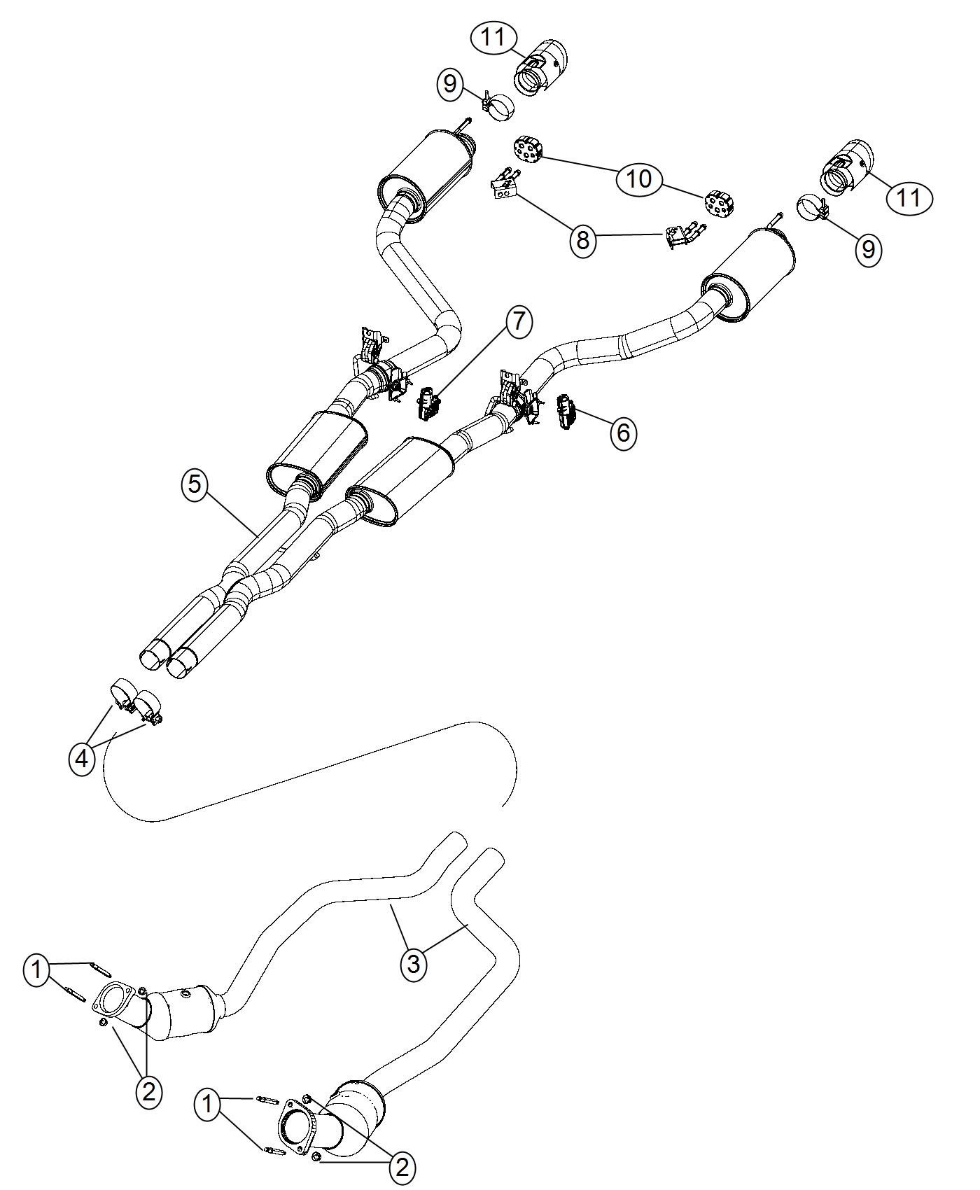 Diagram Exhaust System 5.7L. for your Dodge Charger  