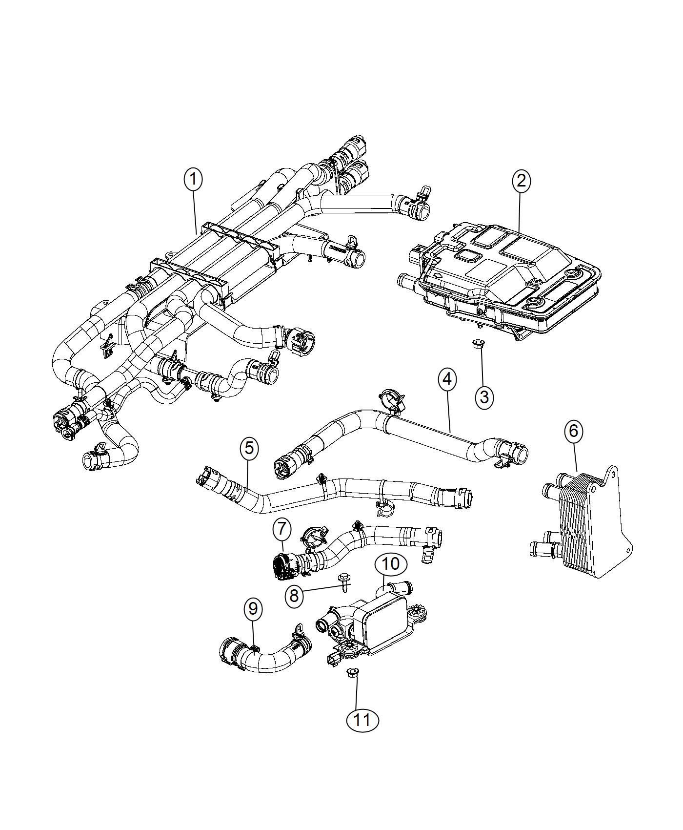 Diagram Heater, Heat Exchanger And Hoses. for your Chrysler