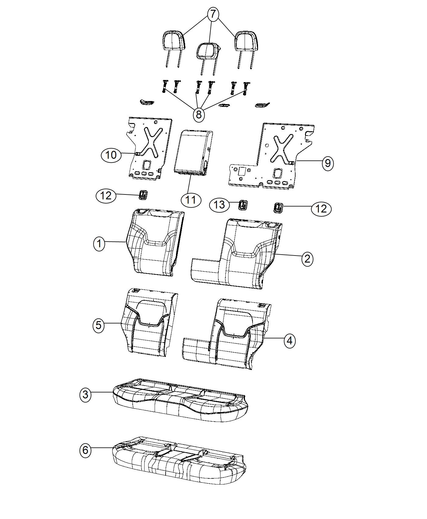 Rear Seat - Split - Trim Code [Beige]. Diagram