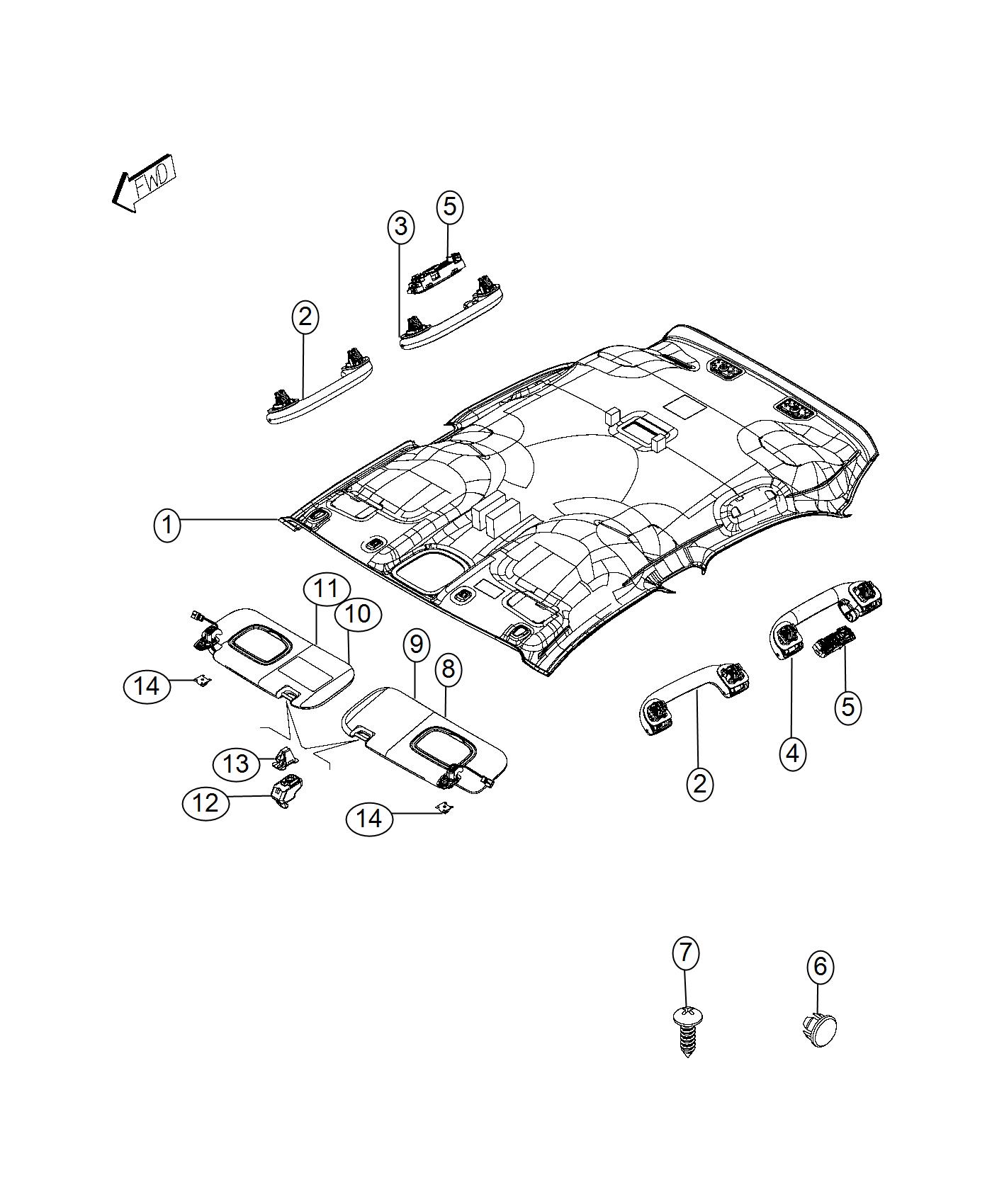 Diagram Headliners and Visors. for your 1999 Chrysler 300  M 