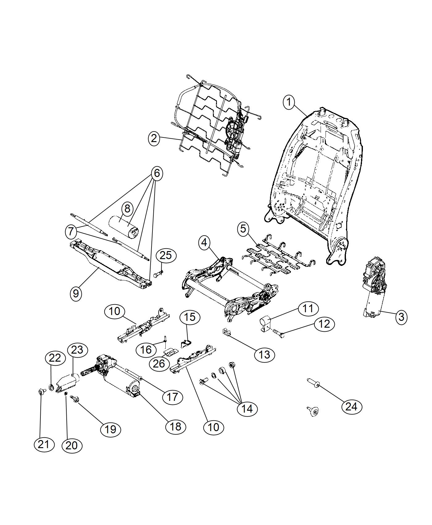 Adjuster, Recliner And Shields - Driver Seat - Power. Diagram