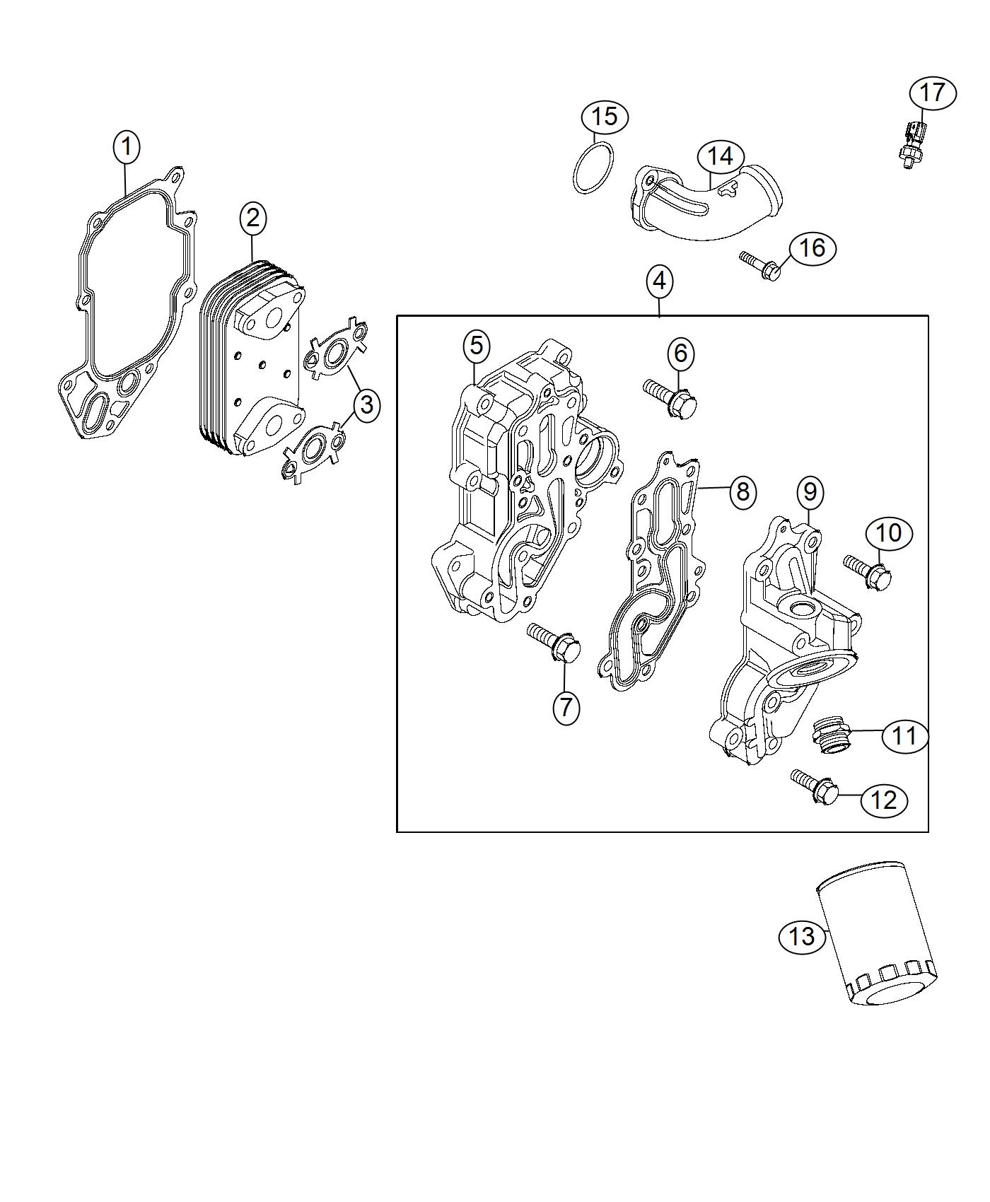 Diagram Engine Oil Filter And Housing 3.0L Diesel,[3.0L I4 ECO Diesel Engine]. for your 2000 Chrysler 300  M 