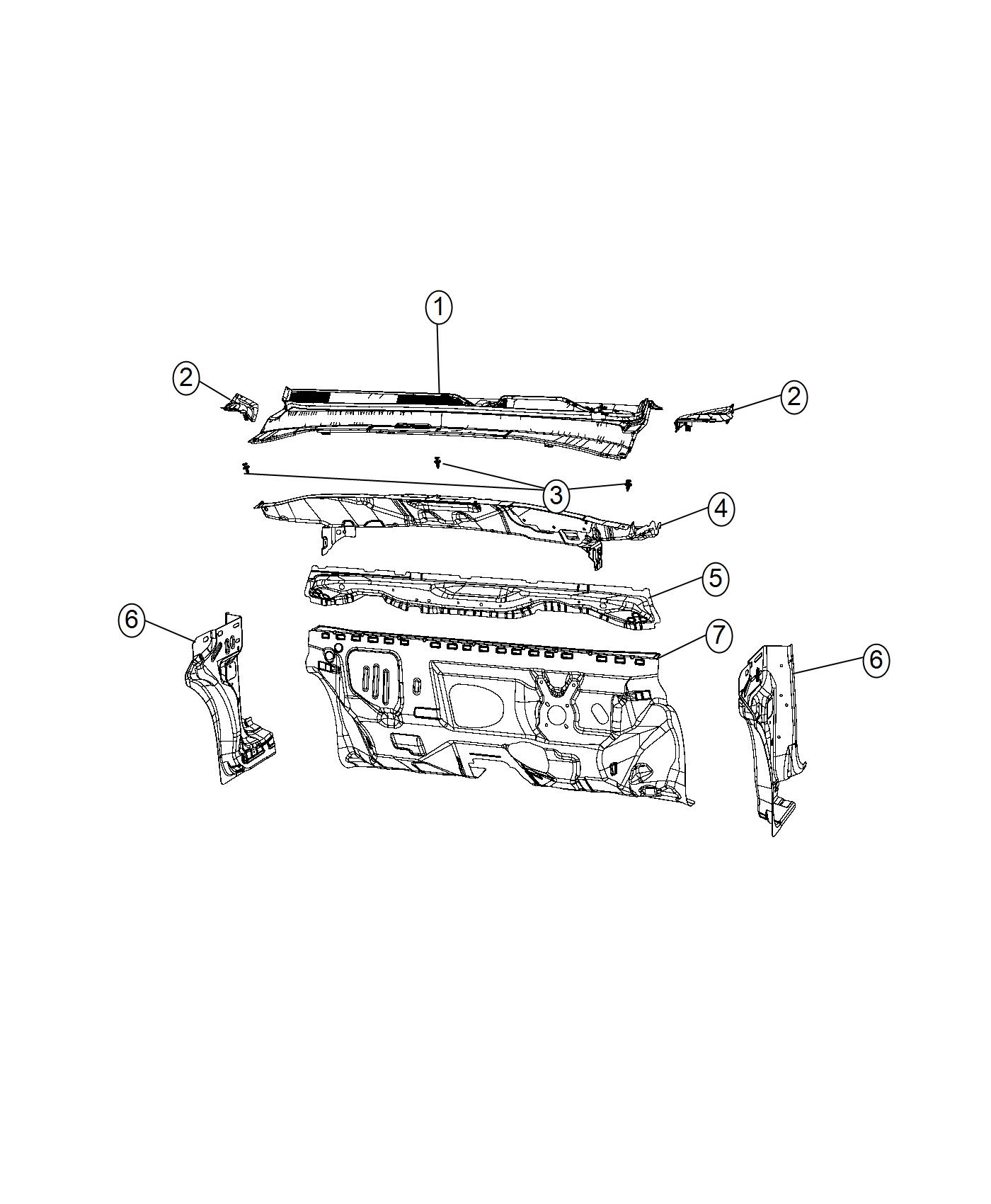 Cowl , Dash Panel and Related Parts. Diagram