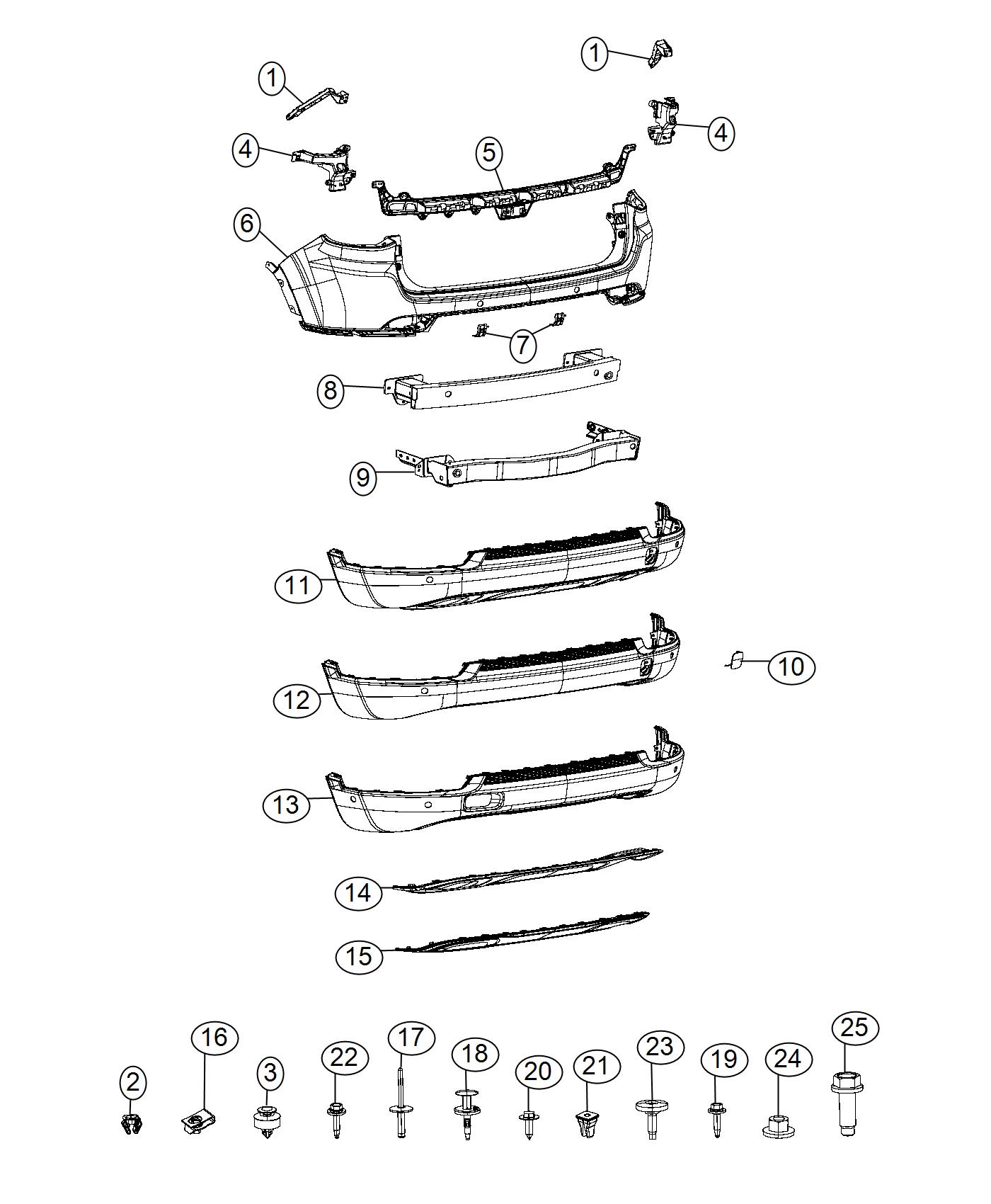 Diagram Fascia, Rear. for your 2004 Chrysler 300  M 