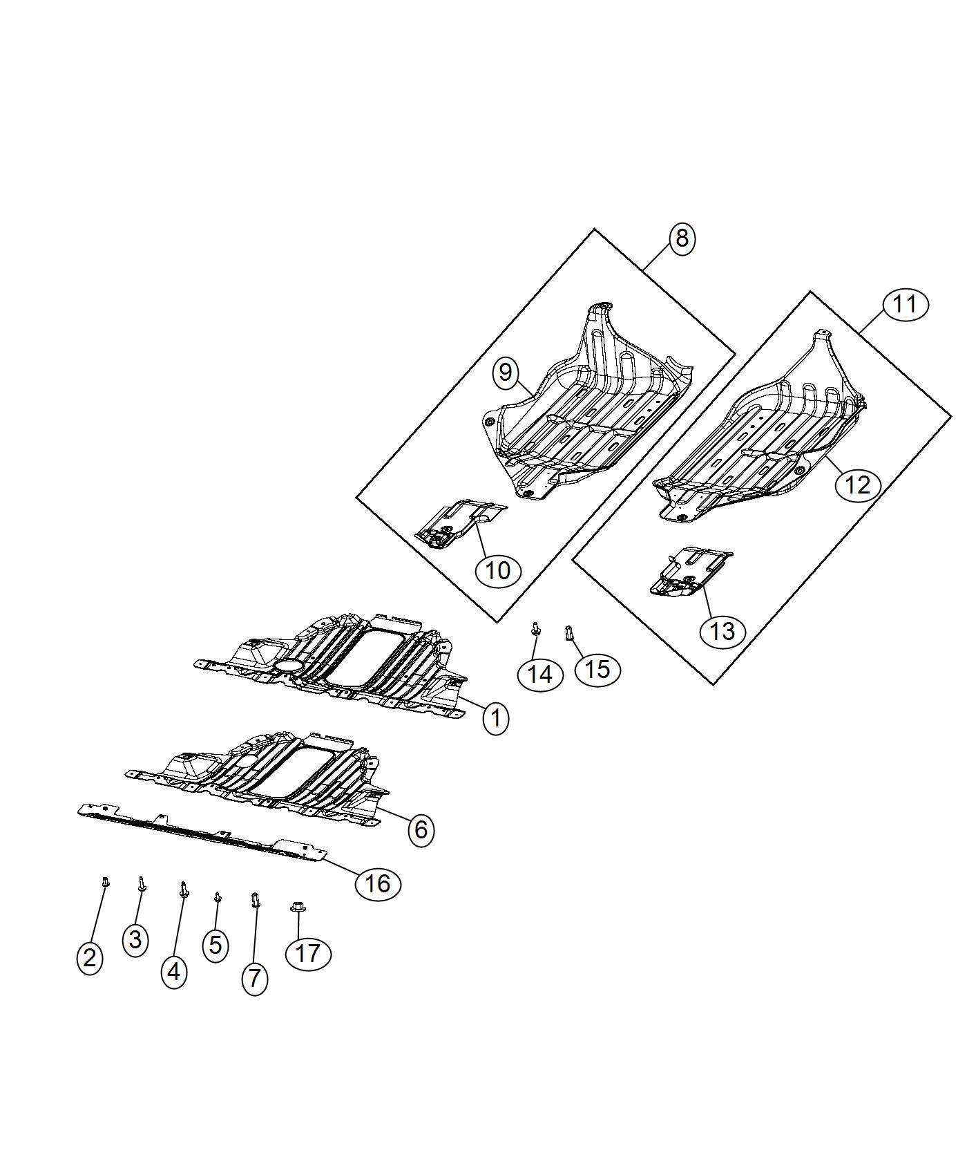 Diagram Underbody Shields. for your 2004 Chrysler 300  M 