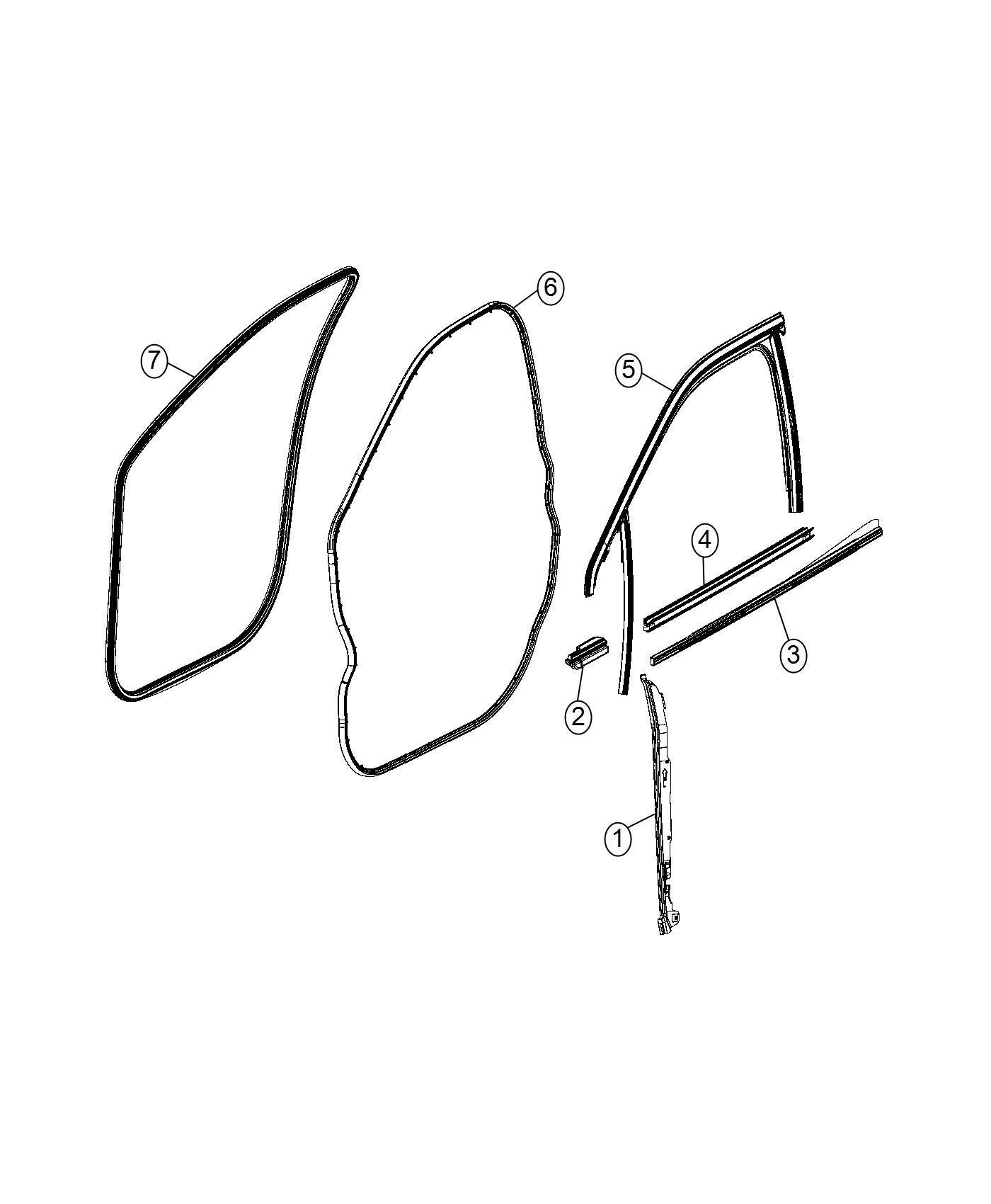 Diagram Weatherstrips, Front Door. for your Chrysler 300  M