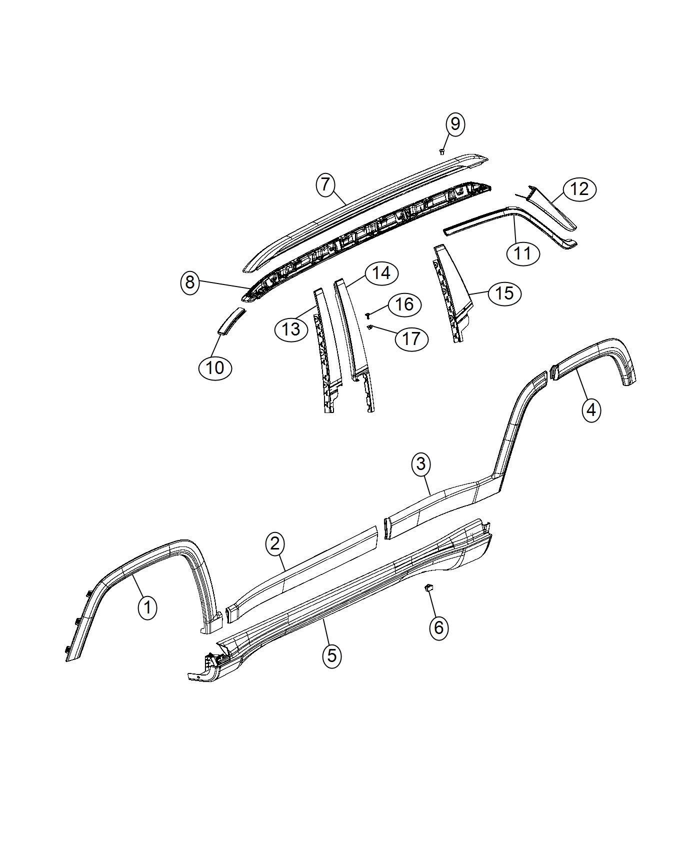 Diagram Exterior Ornamentation. for your 2003 Jeep Wrangler   