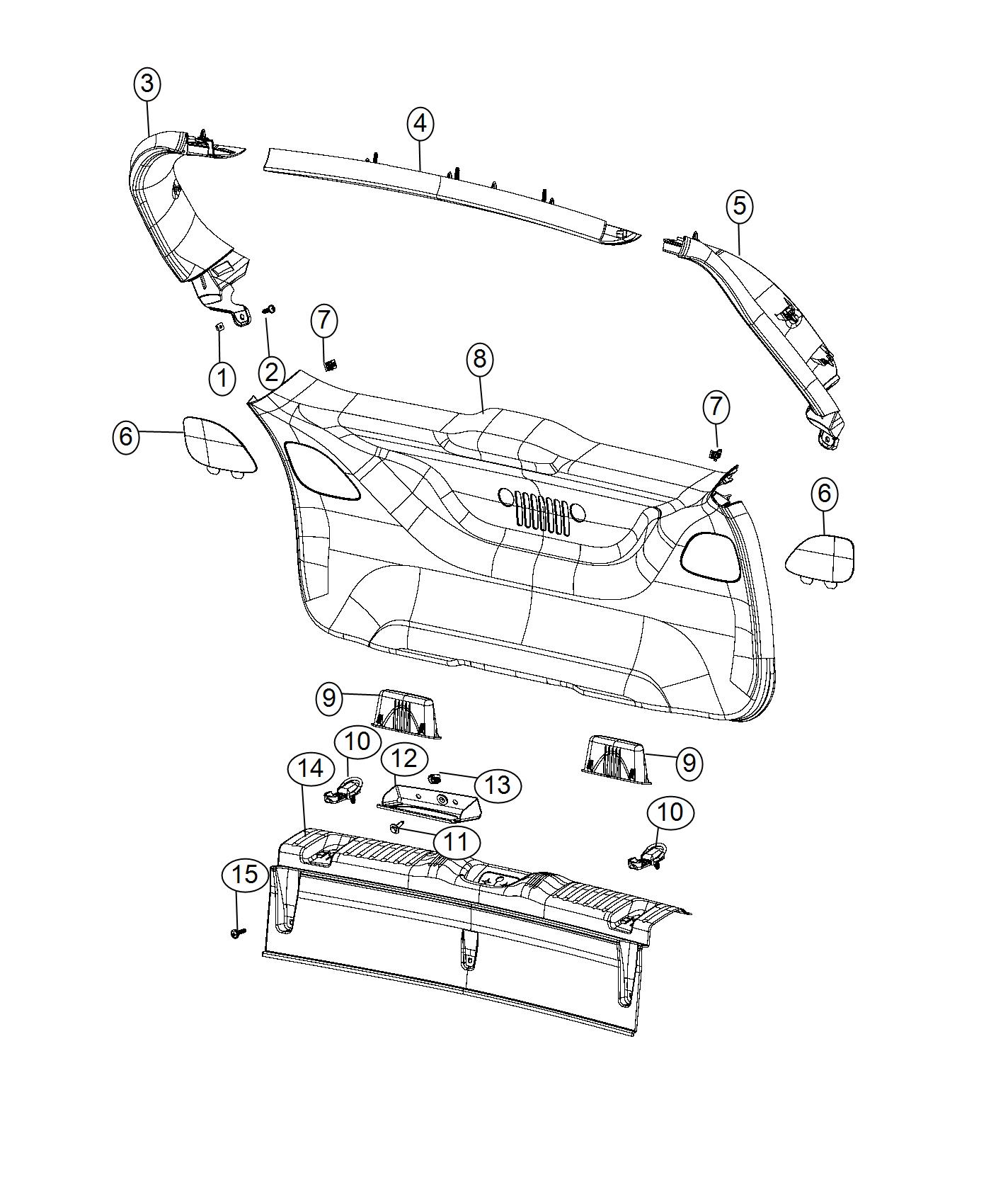 Diagram Liftgate Trim Panel And Scuff Plate. for your 2000 Chrysler 300  M 