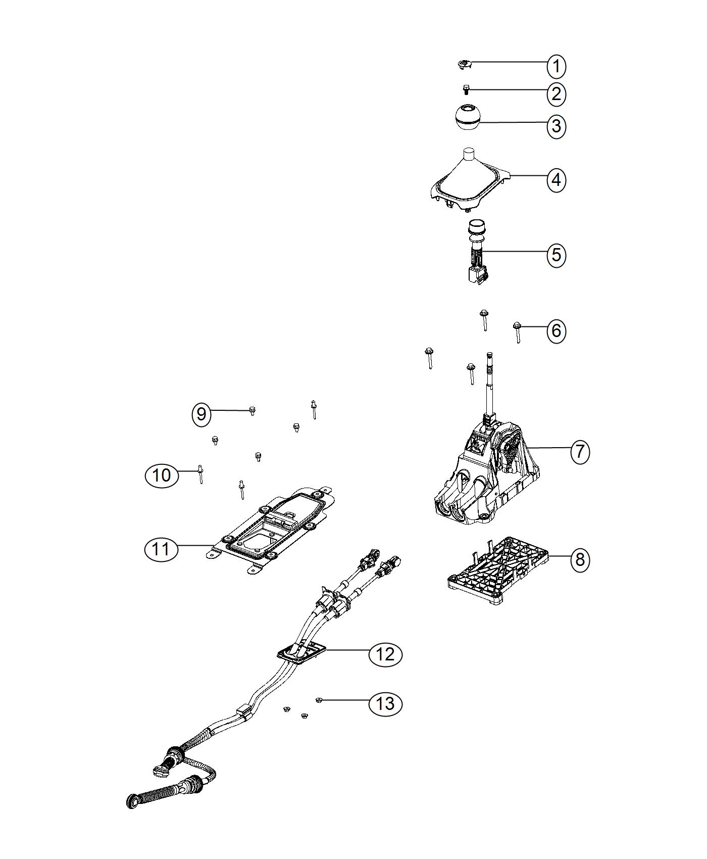 Diagram Gear Shift Lever, Boot and Knob. for your Jeep Compass  