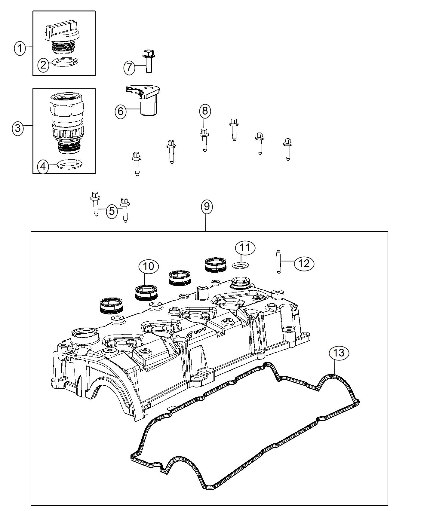 Diagram Cylinder Head Cover 1.4L Turbocharged. for your Jeep