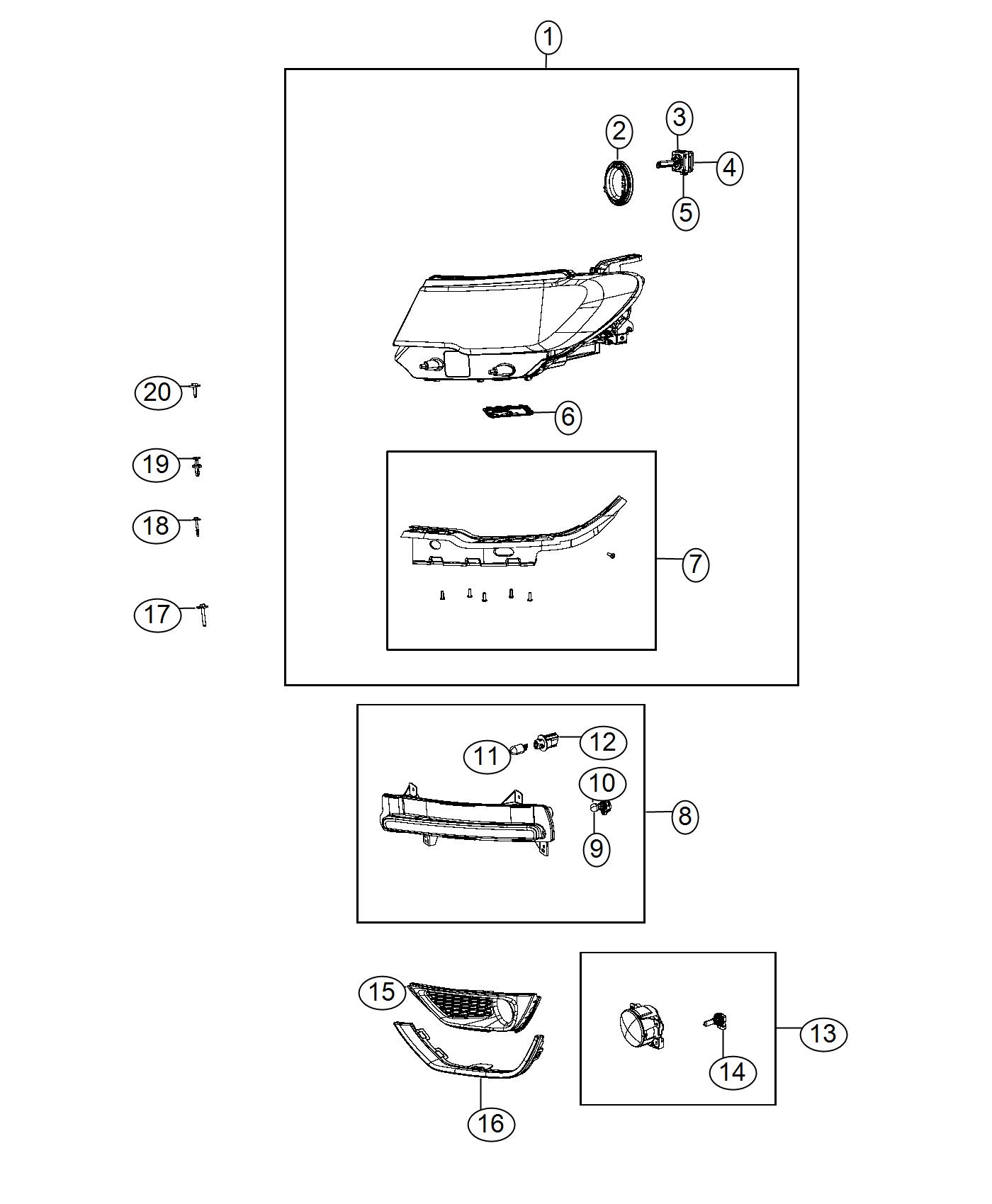 Diagram Lamps, Front. for your Jeep