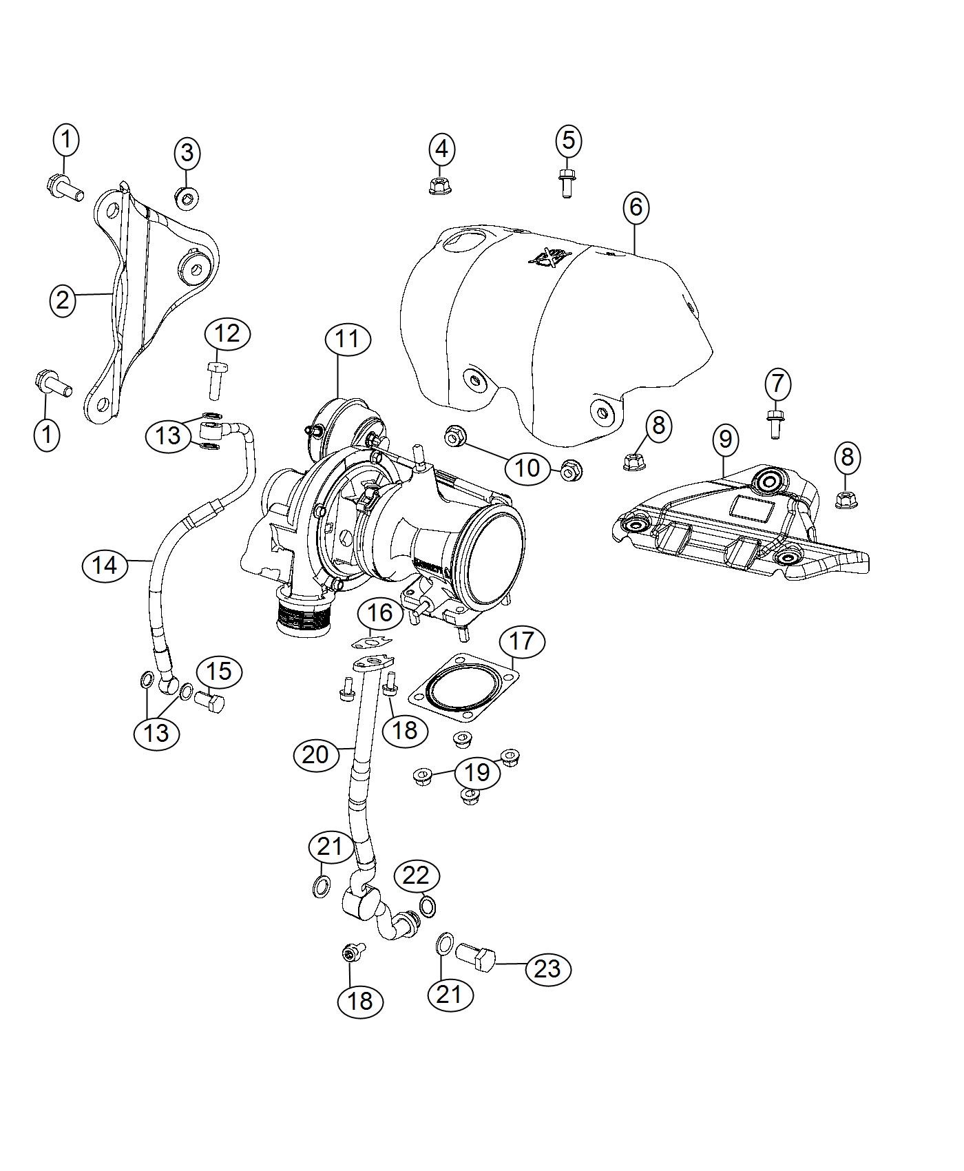 Diagram Turbocharger And Oil Hoses/Tubes 1.4L Turbocharged. for your Jeep