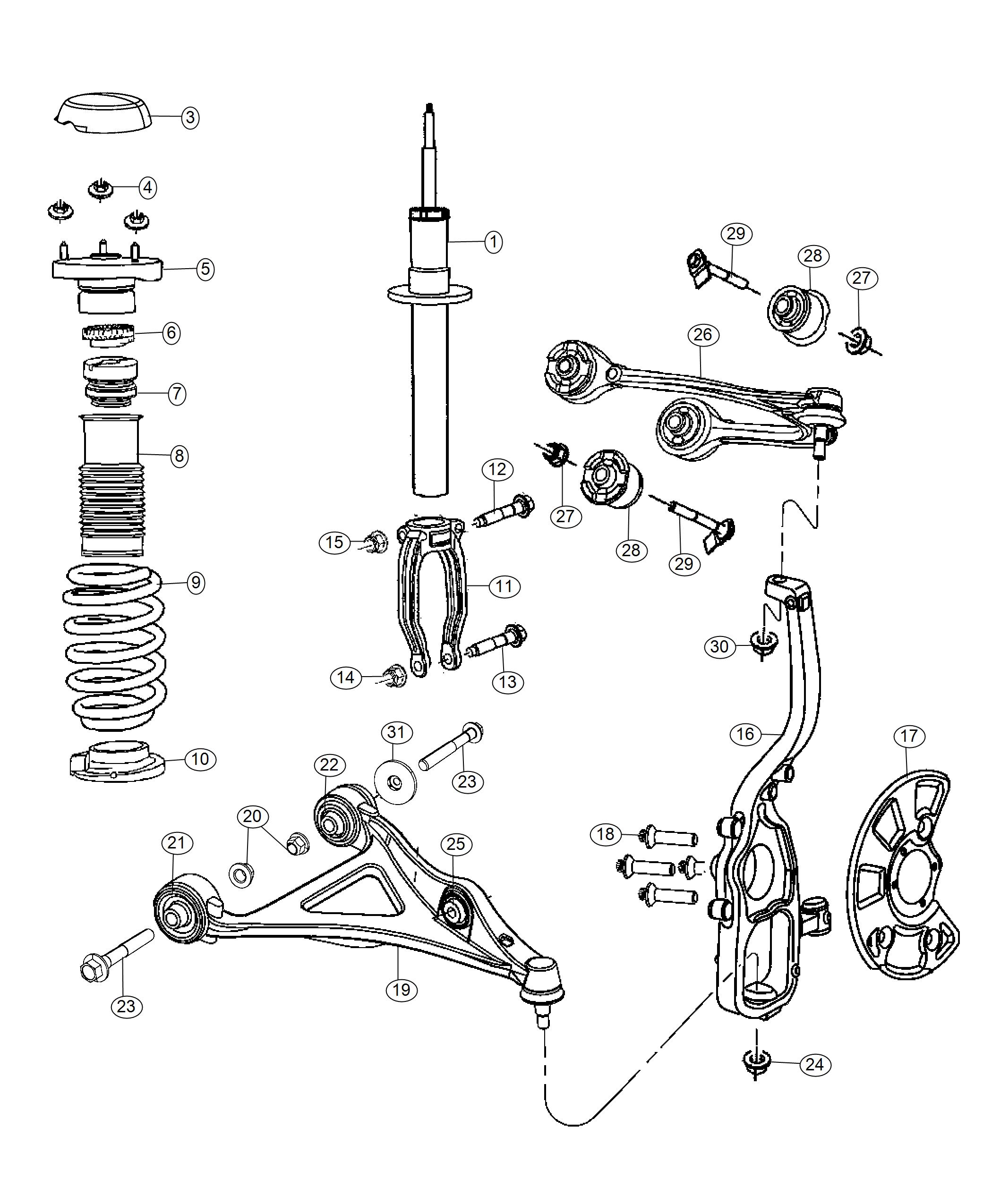 Diagram Suspension, Front. for your 2003 Chrysler 300  M 