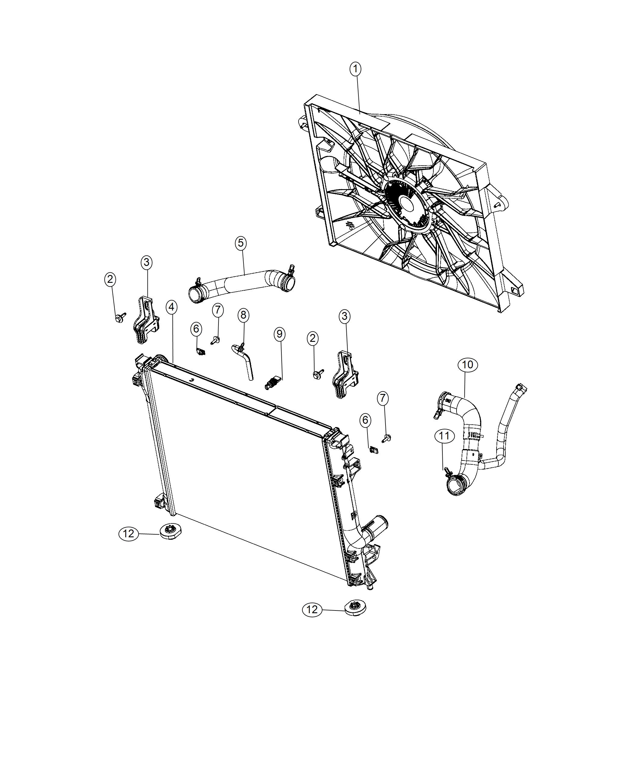 Diagram Radiator and Related Parts. for your 2018 Dodge Challenger   