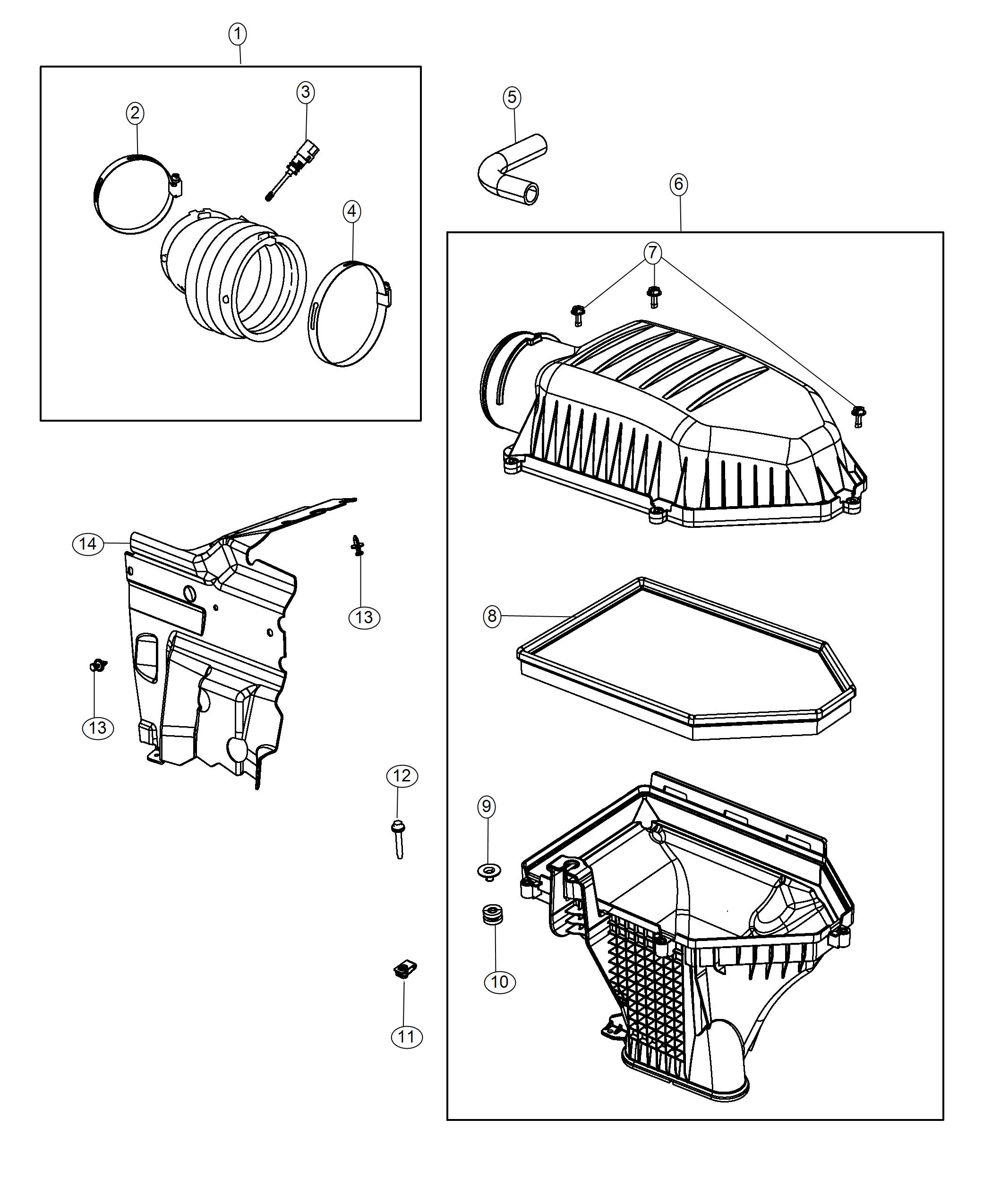 Diagram Air Cleaner 6.4L [6.4L V8 SRT HEMI MDS Engine] [6.4L V8 SRT HEMI Engine]. for your Dodge