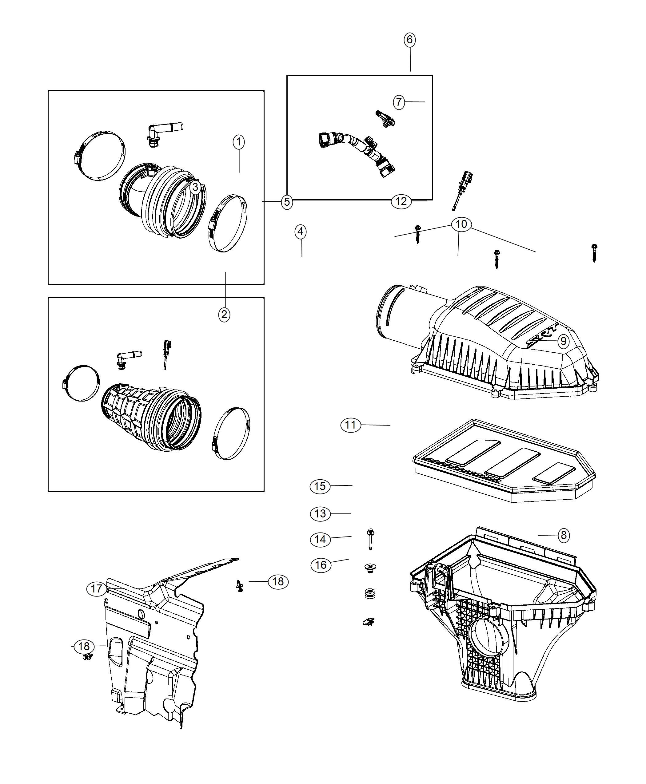 Air Cleaner 6.2L [6.2L SUPERCHARGED HEMI V8 SRT ENGINE] Without [ADAPTATION COMPONENTS]. Diagram