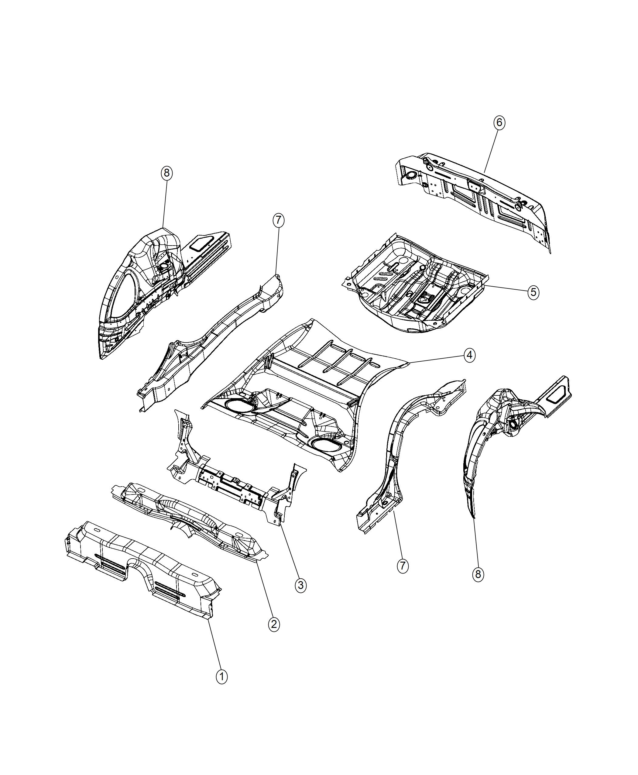 Diagram Rear Floor Pan. for your Dodge Challenger  