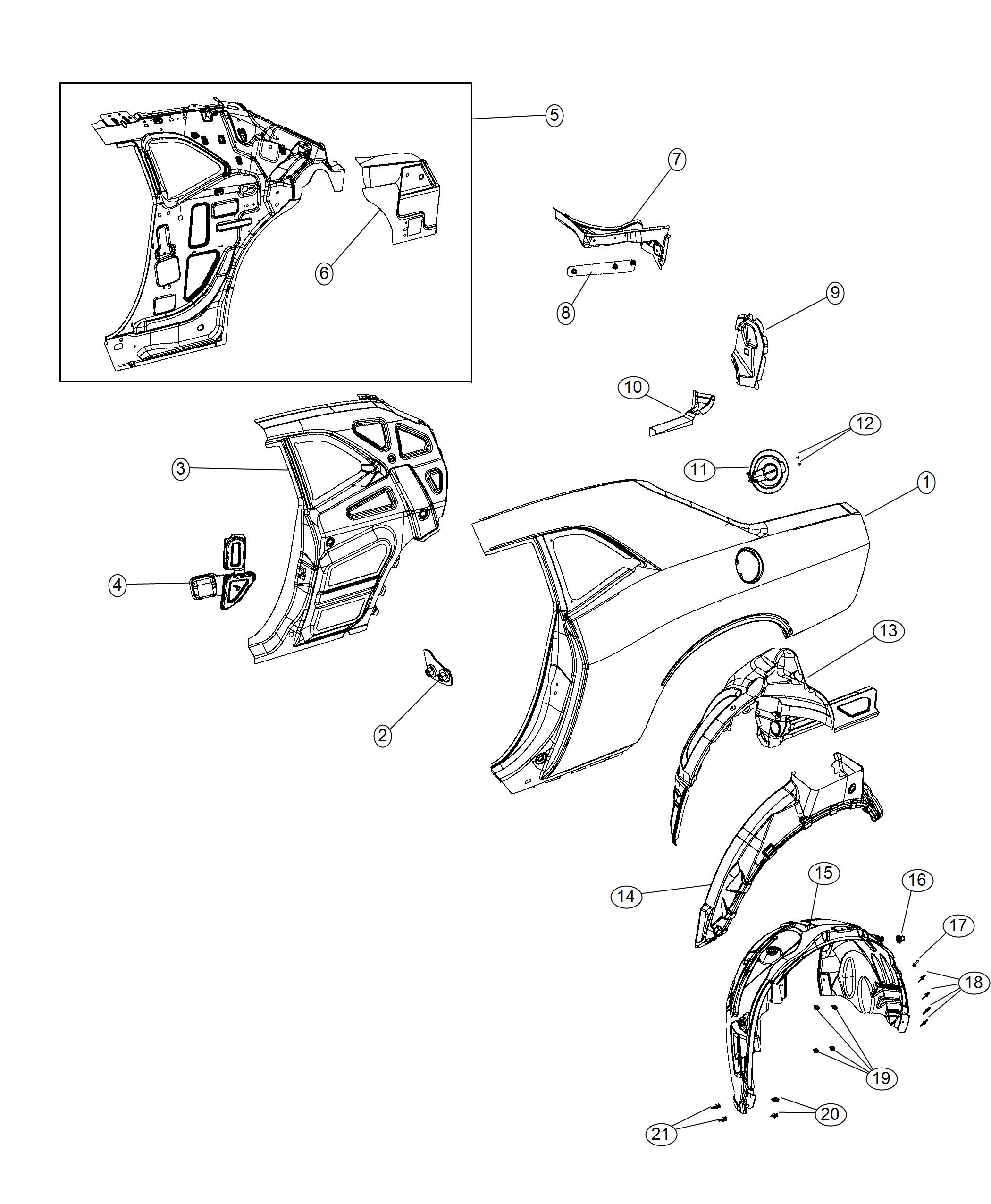 Diagram Rear Quarter Panel. for your 2018 Dodge Challenger   