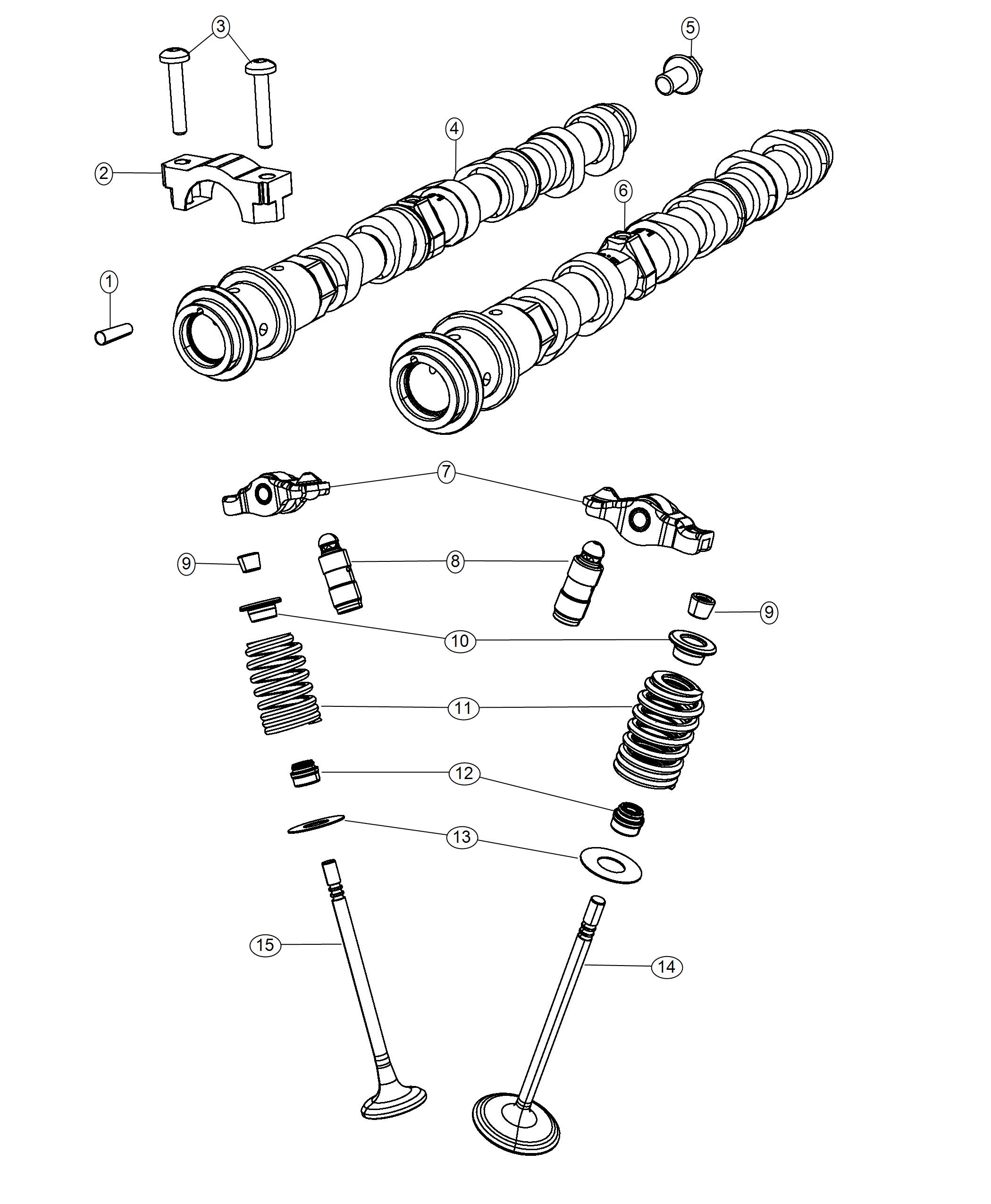 Diagram Camshafts And Valvetrain 3.6L. for your Dodge Challenger  