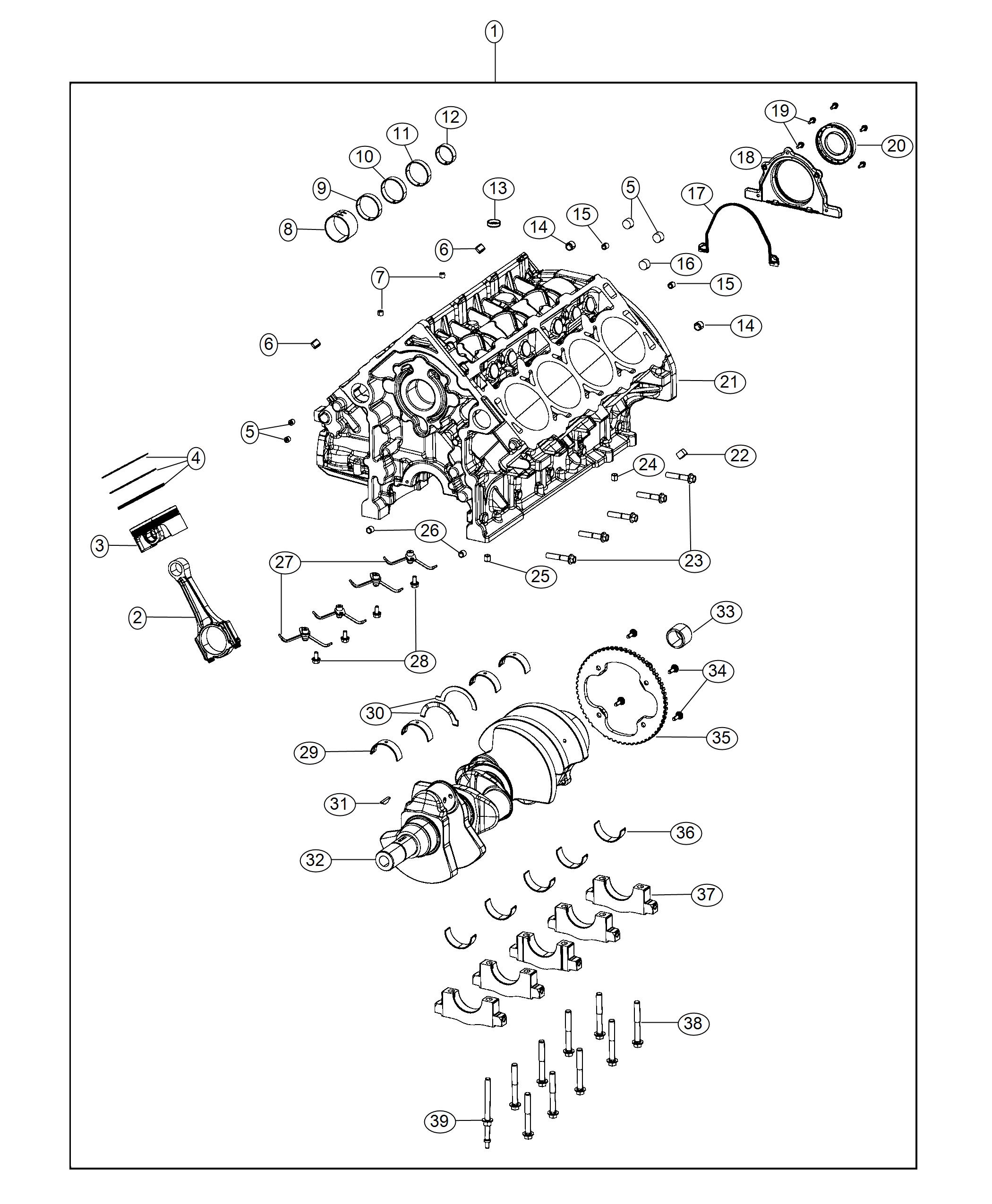 Diagram Engine Cylinder Block And Hardware 6.2L. for your 2004 Chrysler 300  M 