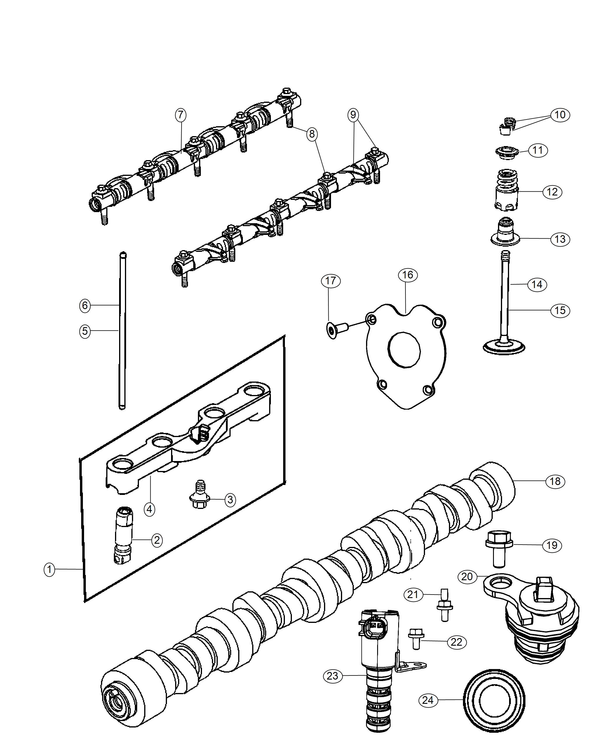 Diagram Camshaft And Valvetrain 6.2L. for your Dodge Challenger  