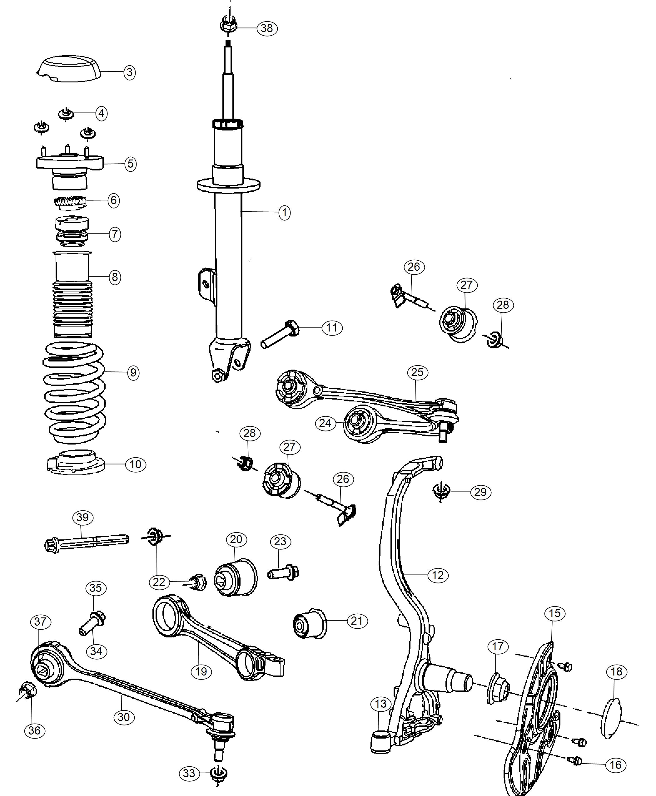 Diagram Suspension, Front, [RWD]. for your Dodge Charger  