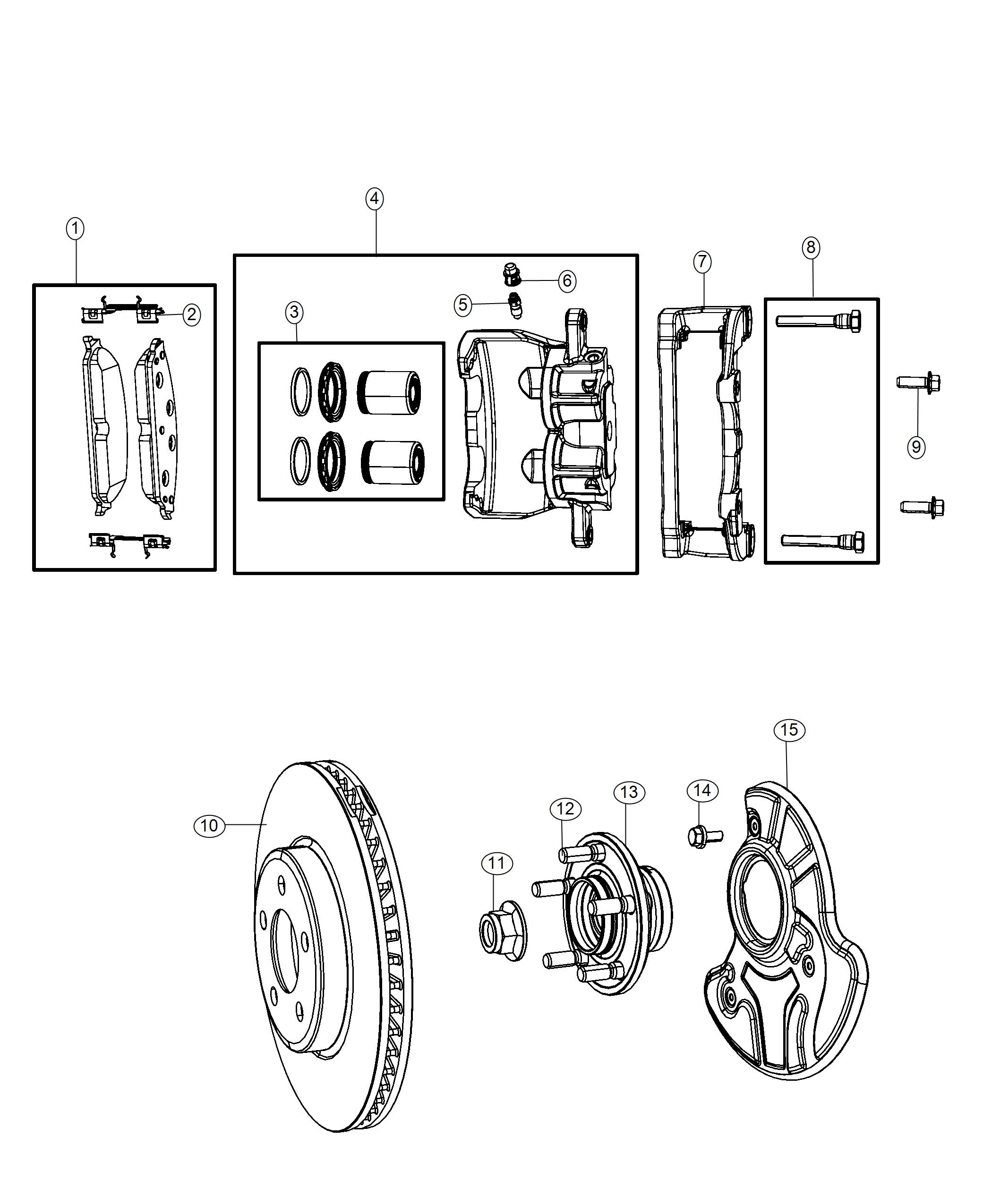 Brakes, Front, AWD. Diagram