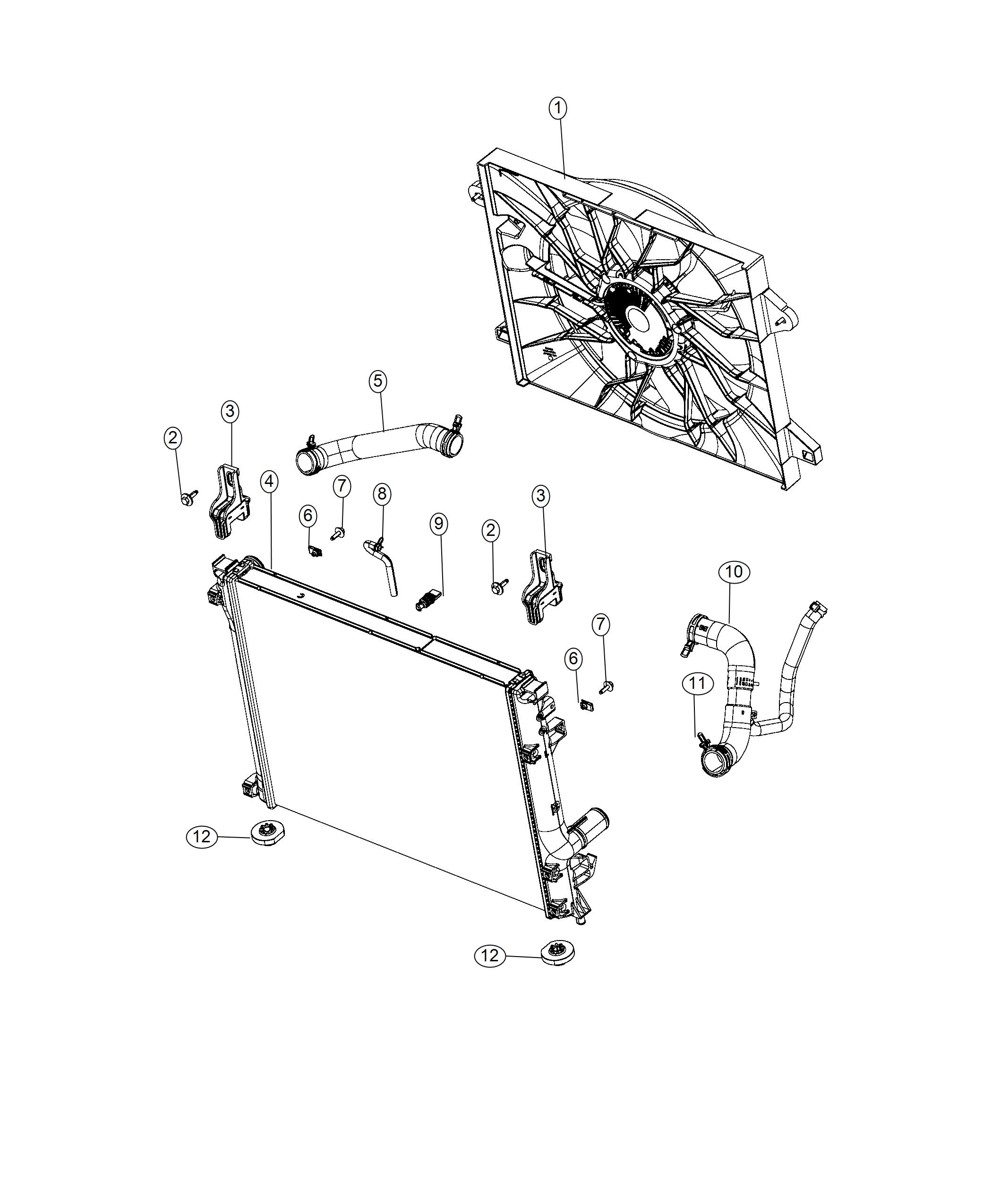 Diagram Radiator And Related Parts. for your 2004 Dodge Ram 3500 SLT QUAD CAB 5.9L HO Cummins Turbo Diesel M/T 4X2 
