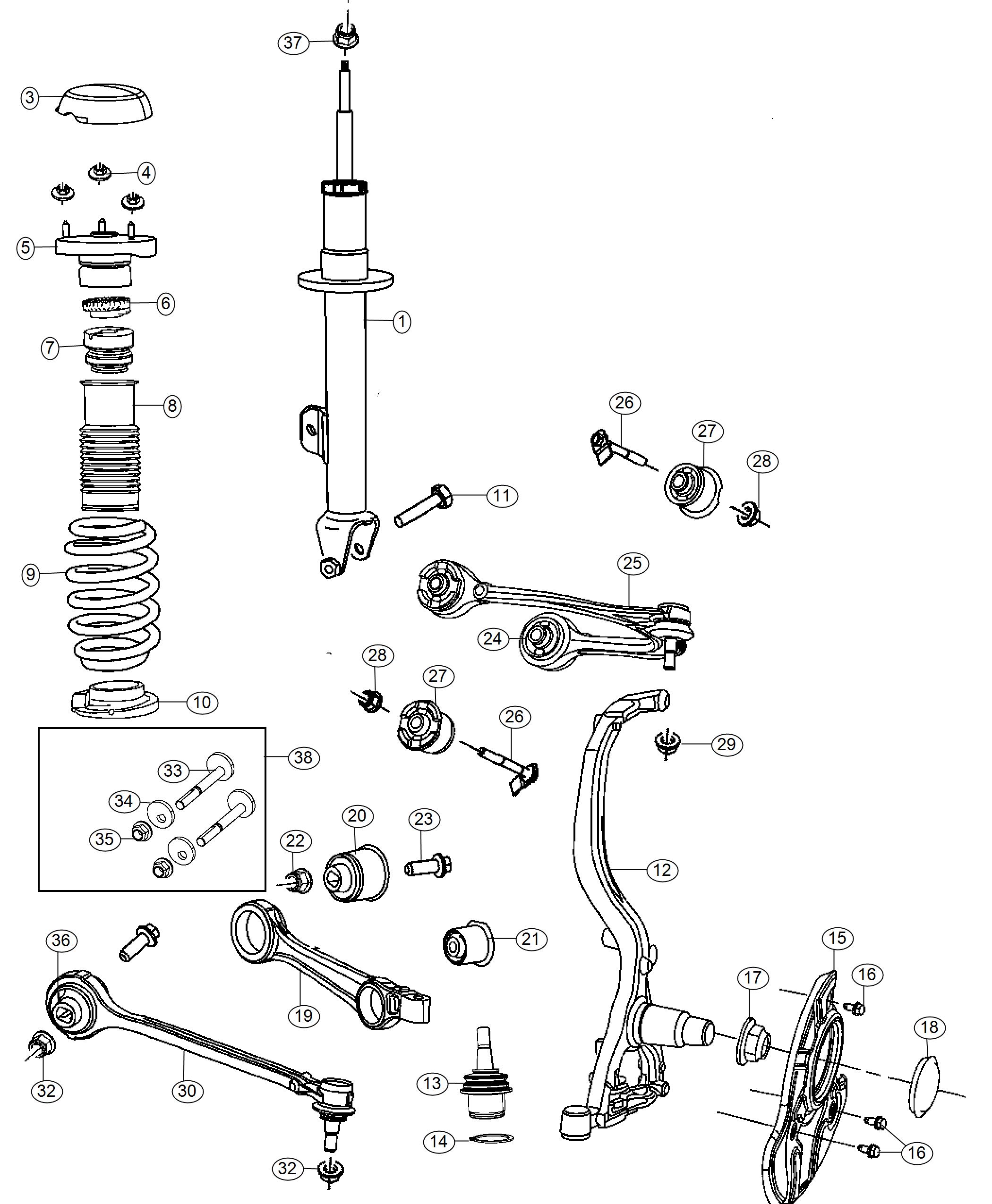 Diagram Suspension, Front RWD. for your 1999 Chrysler 300 M  