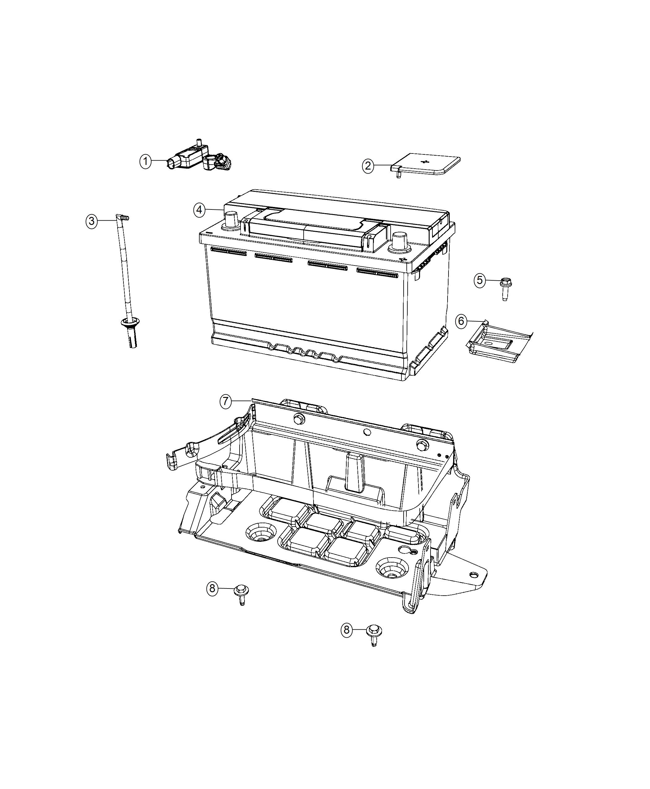 Diagram Tray, Sensor, Battery and Battery. for your Chrysler
