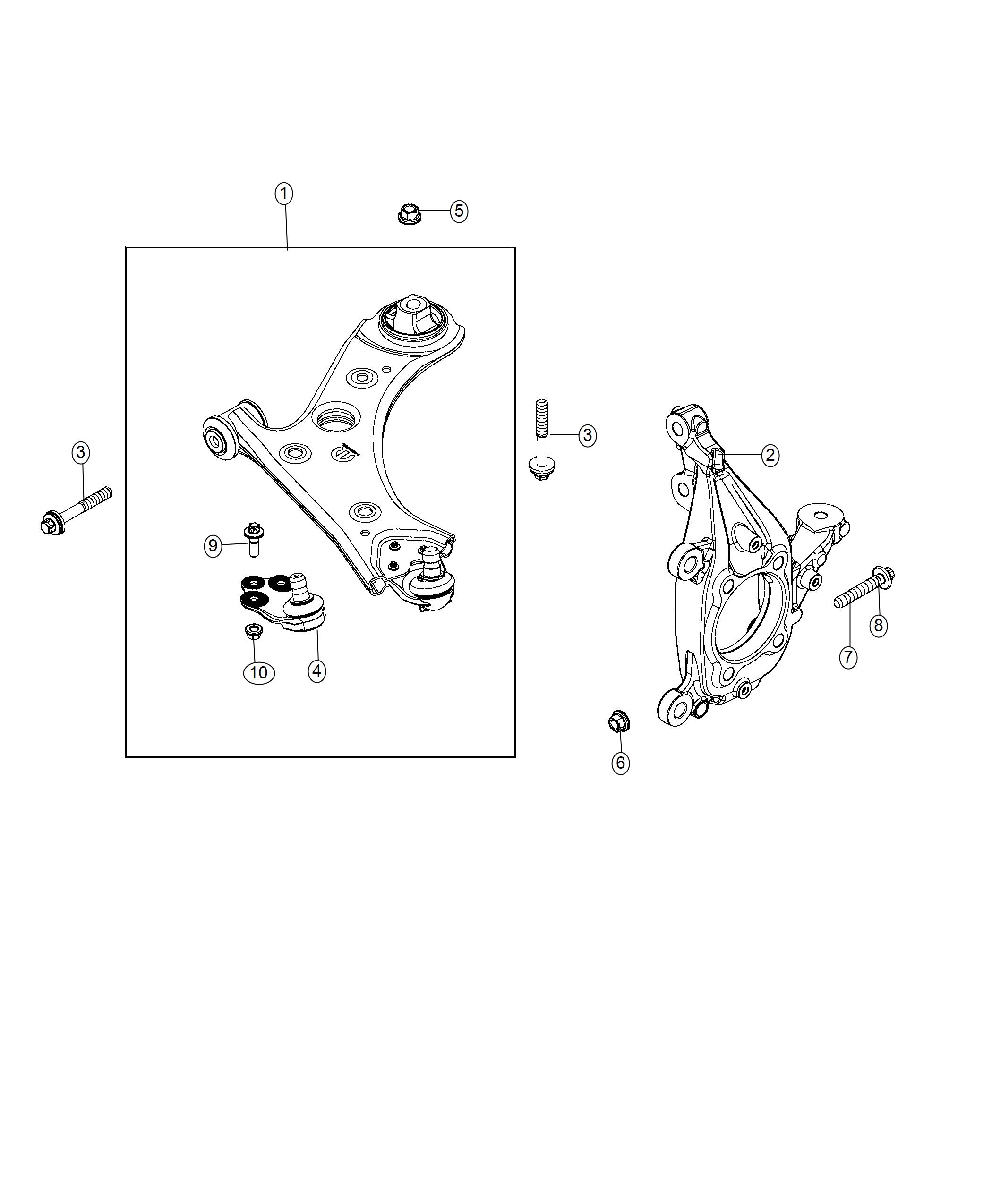 Diagram Suspension, Front, Control Arms and Knuckles. for your 1999 Jeep Cherokee   