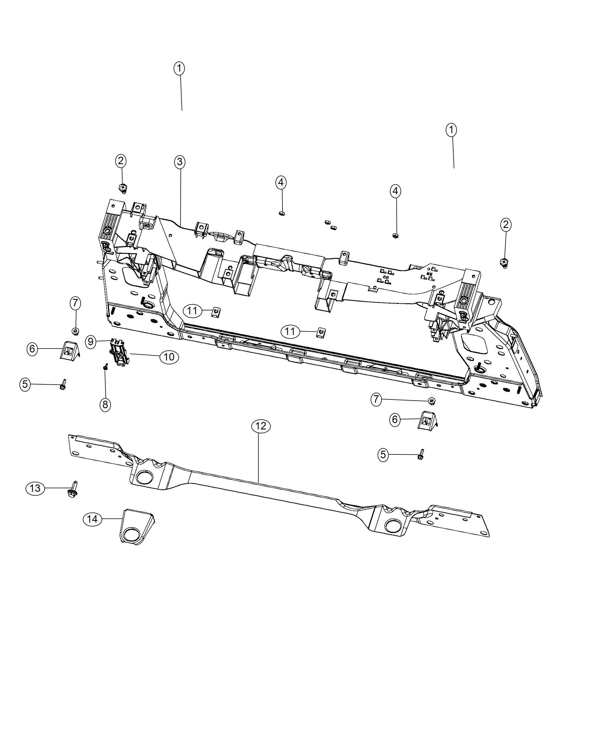 Diagram Radiator Support. for your 2017 Jeep Renegade   