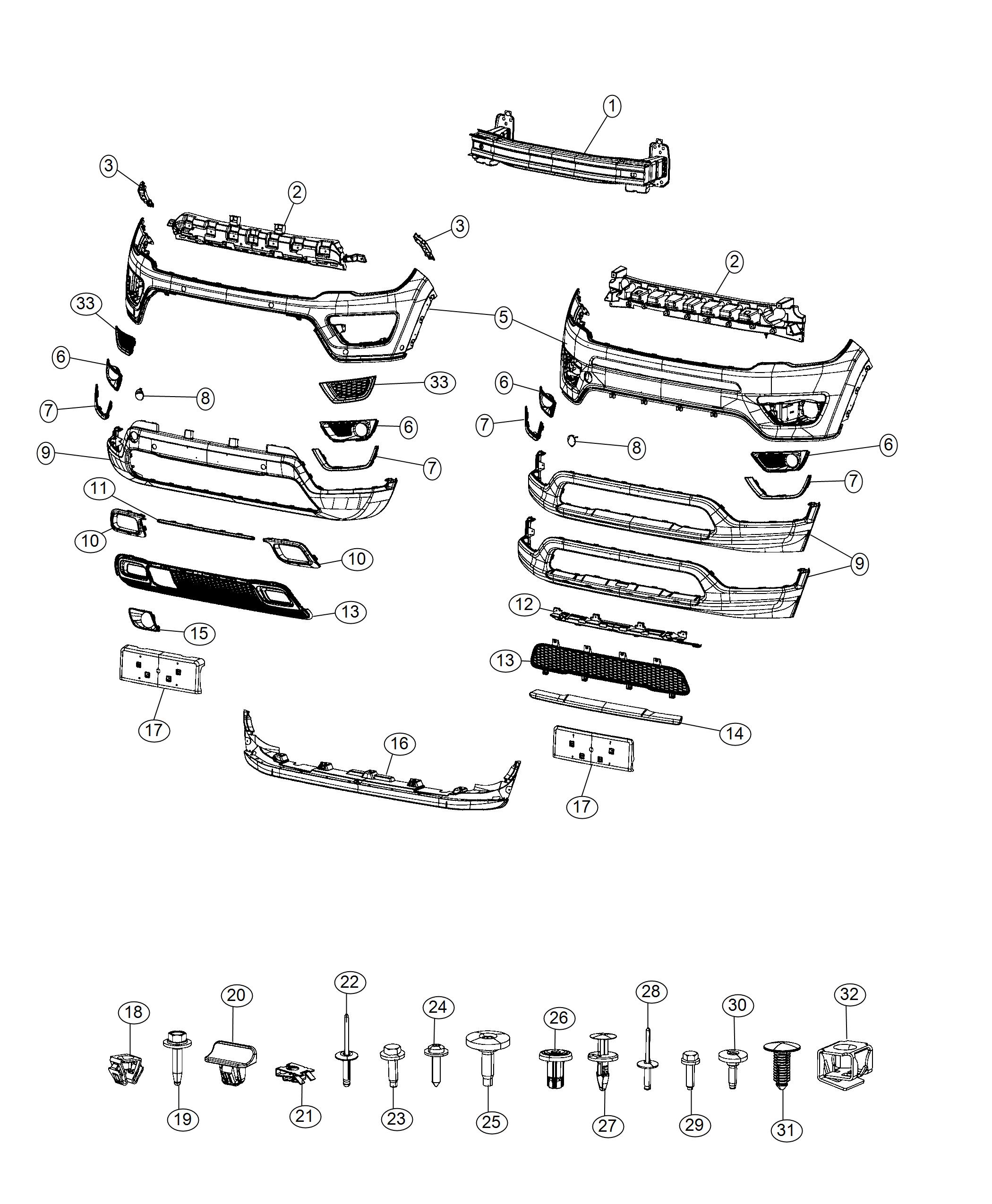 Diagram Fascia, Front. for your 2007 Jeep Wrangler   