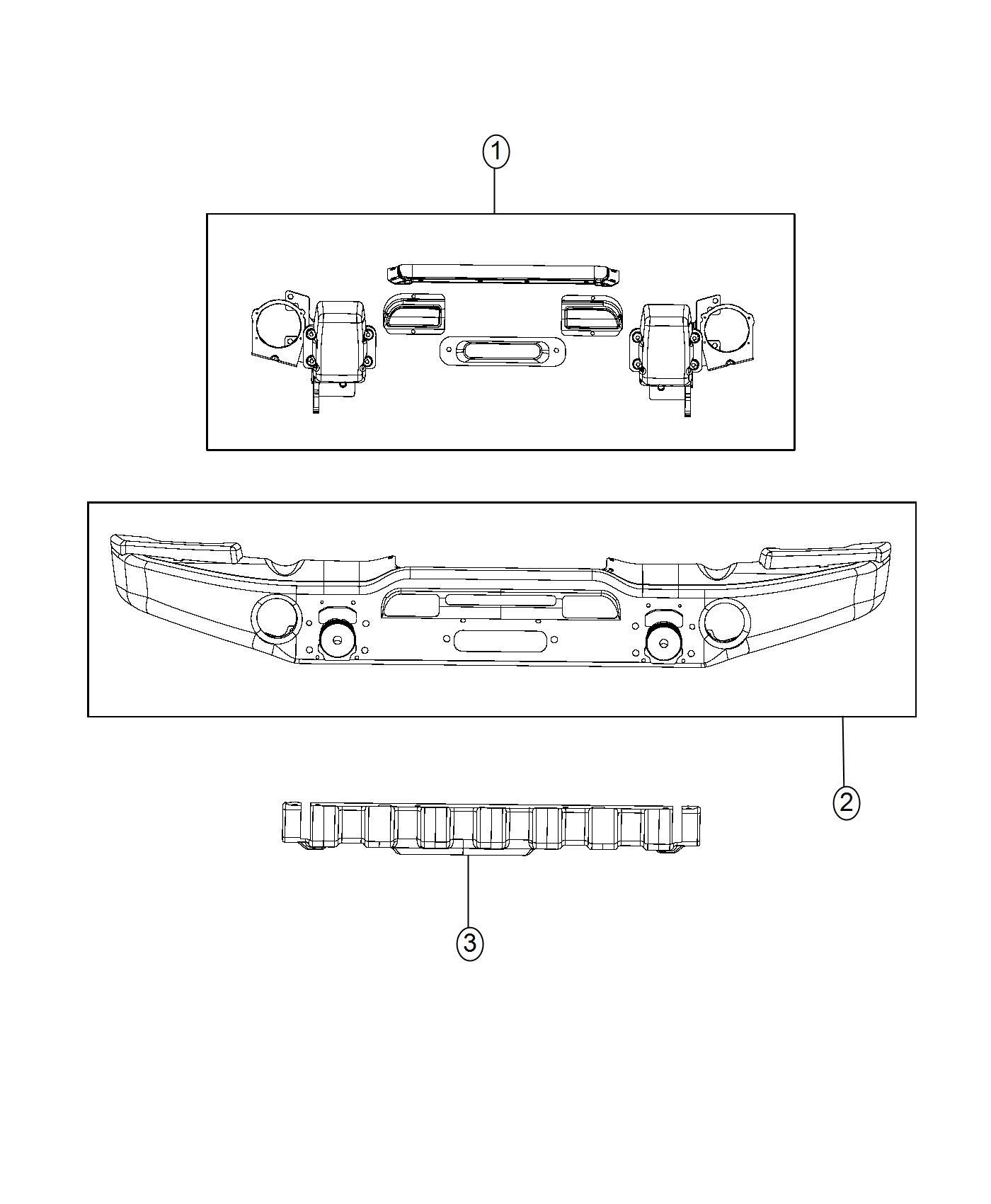 Diagram Bumper, [MOPAR Winch-Capable HD Front Bumper]. for your Jeep Wrangler  