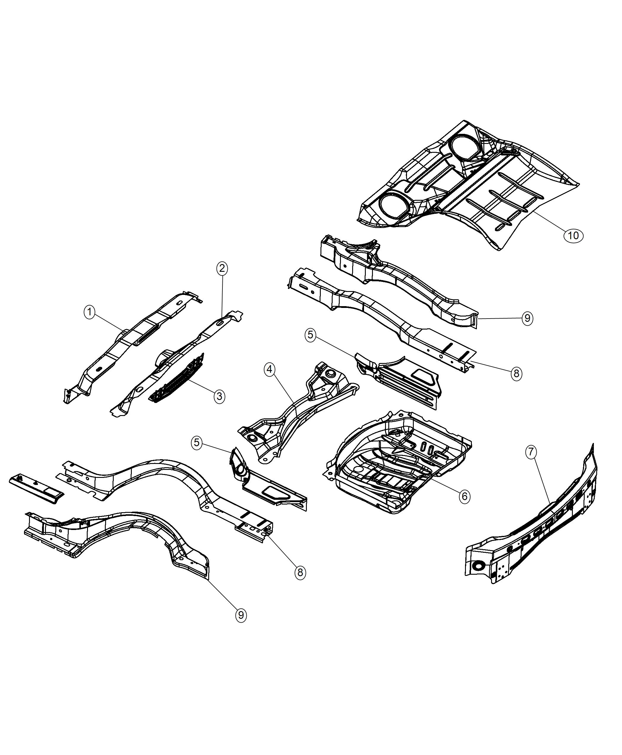 Diagram Floor Pan Rear. for your 2002 Chrysler 300  M 