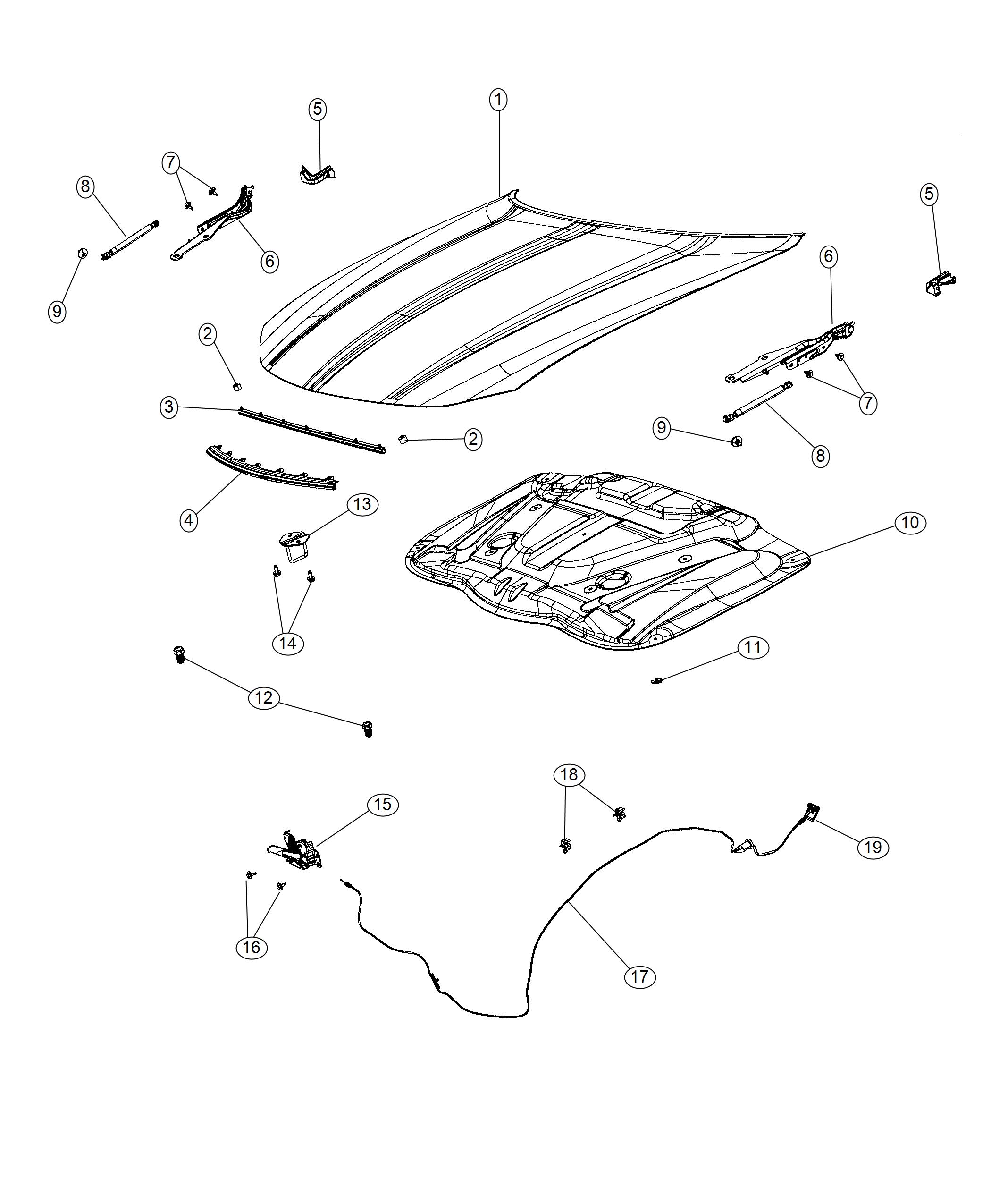 Diagram Hood and Related Parts. for your Dodge Charger  