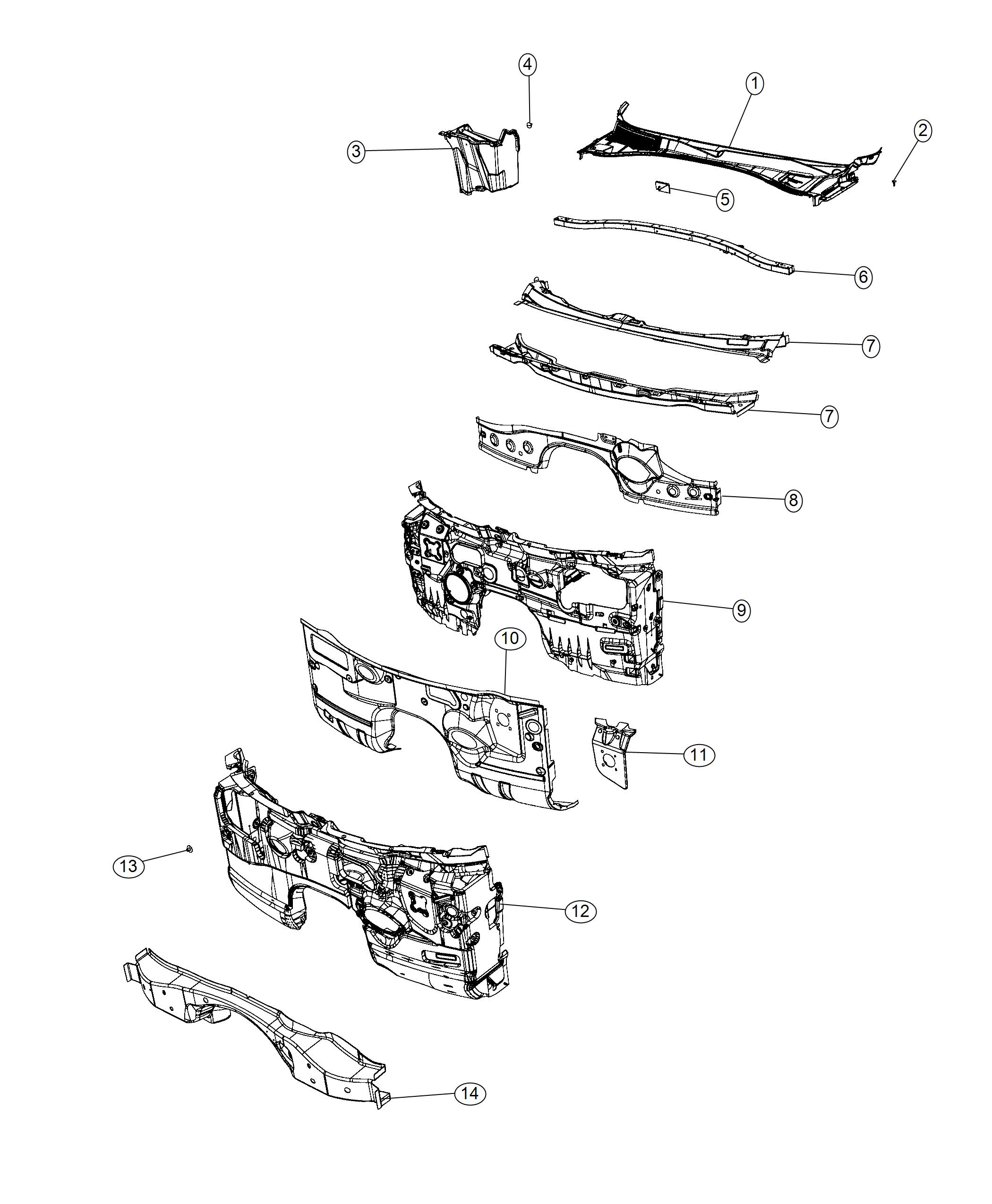 Cowl , Dash Panel and Related Parts. Diagram