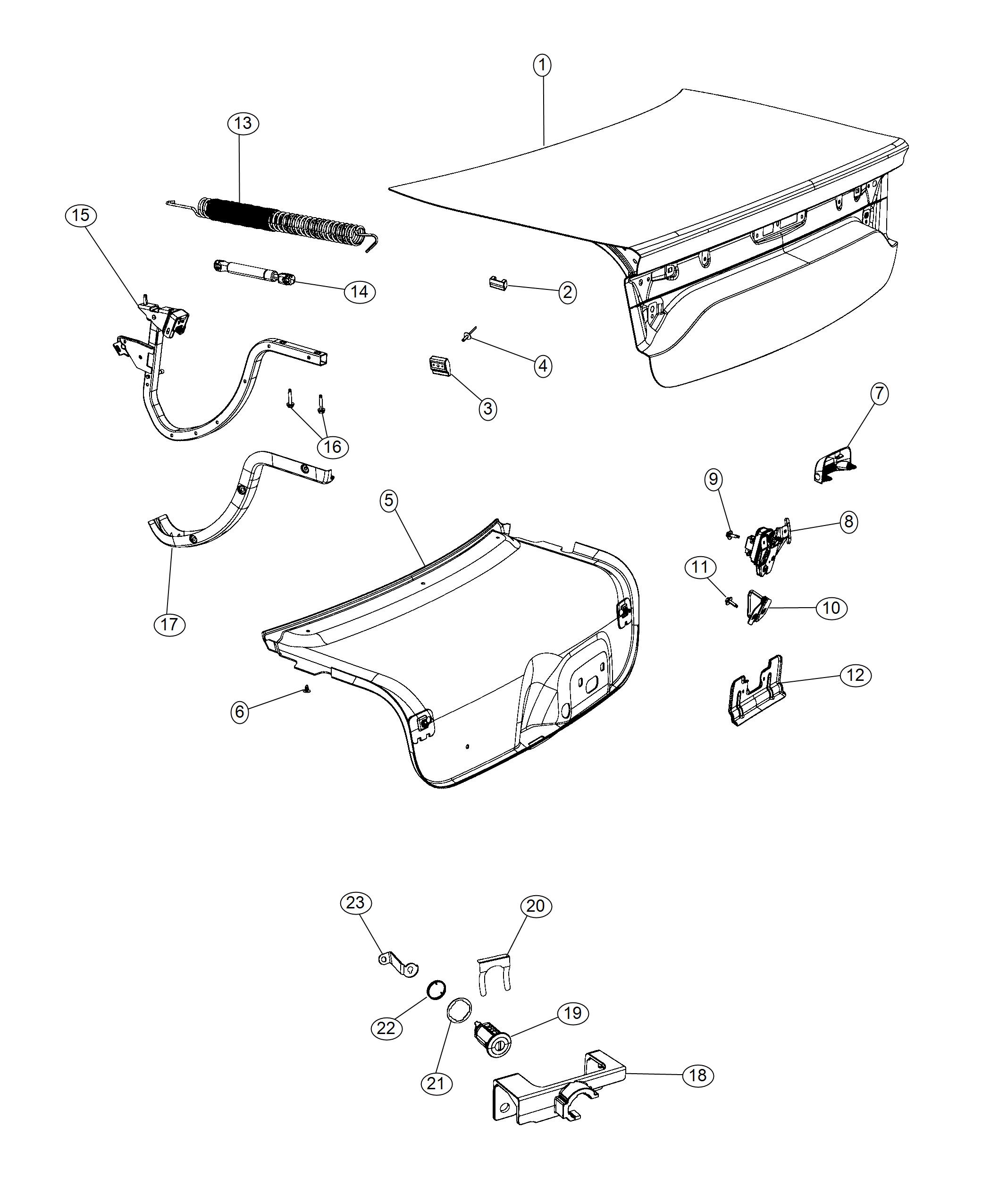 Diagram Decklid and Related Parts. for your Jeep