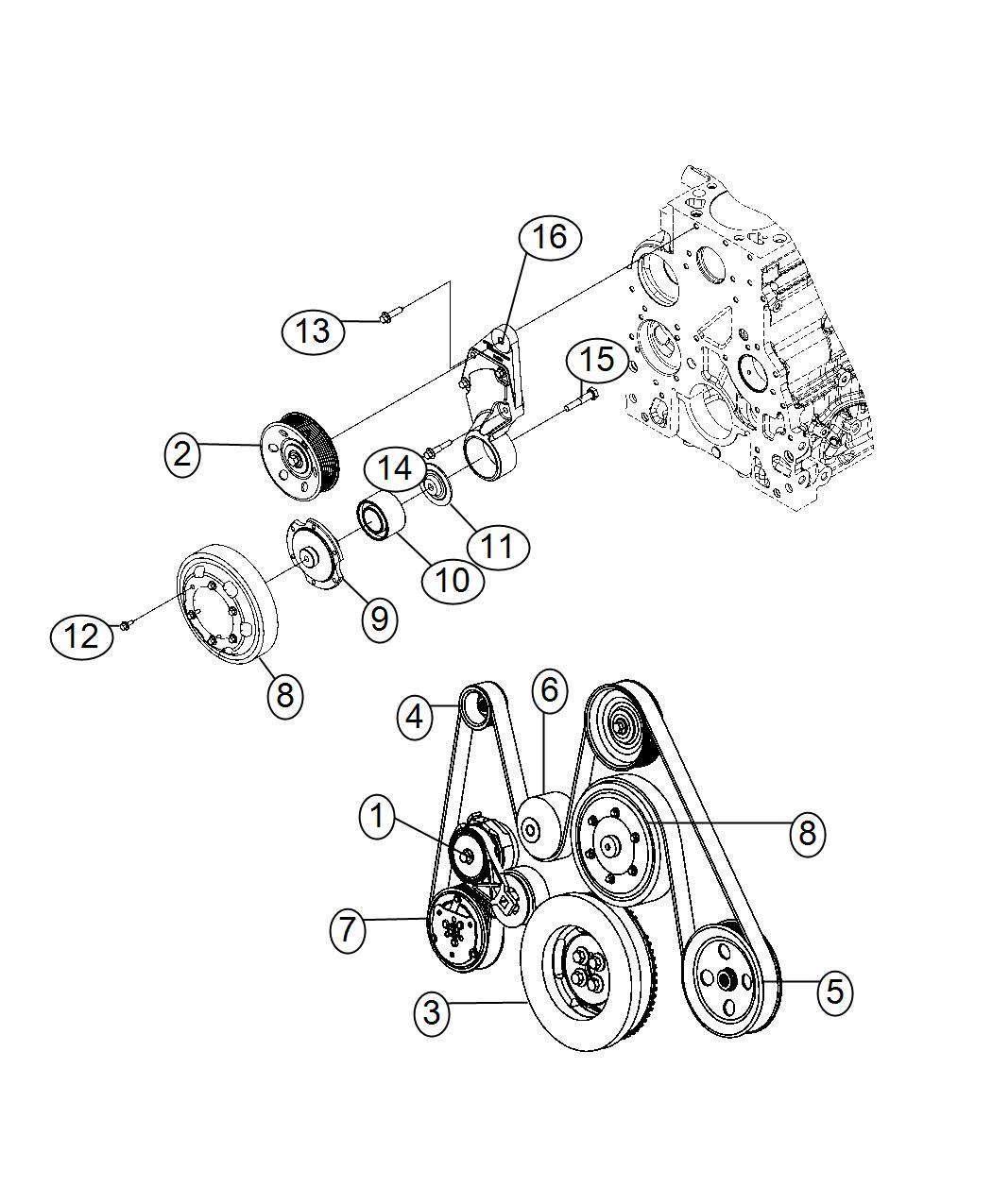 Diagram Pulleys. for your 2007 Dodge Ram 3500  ST REG CAB 8 FT BOX 