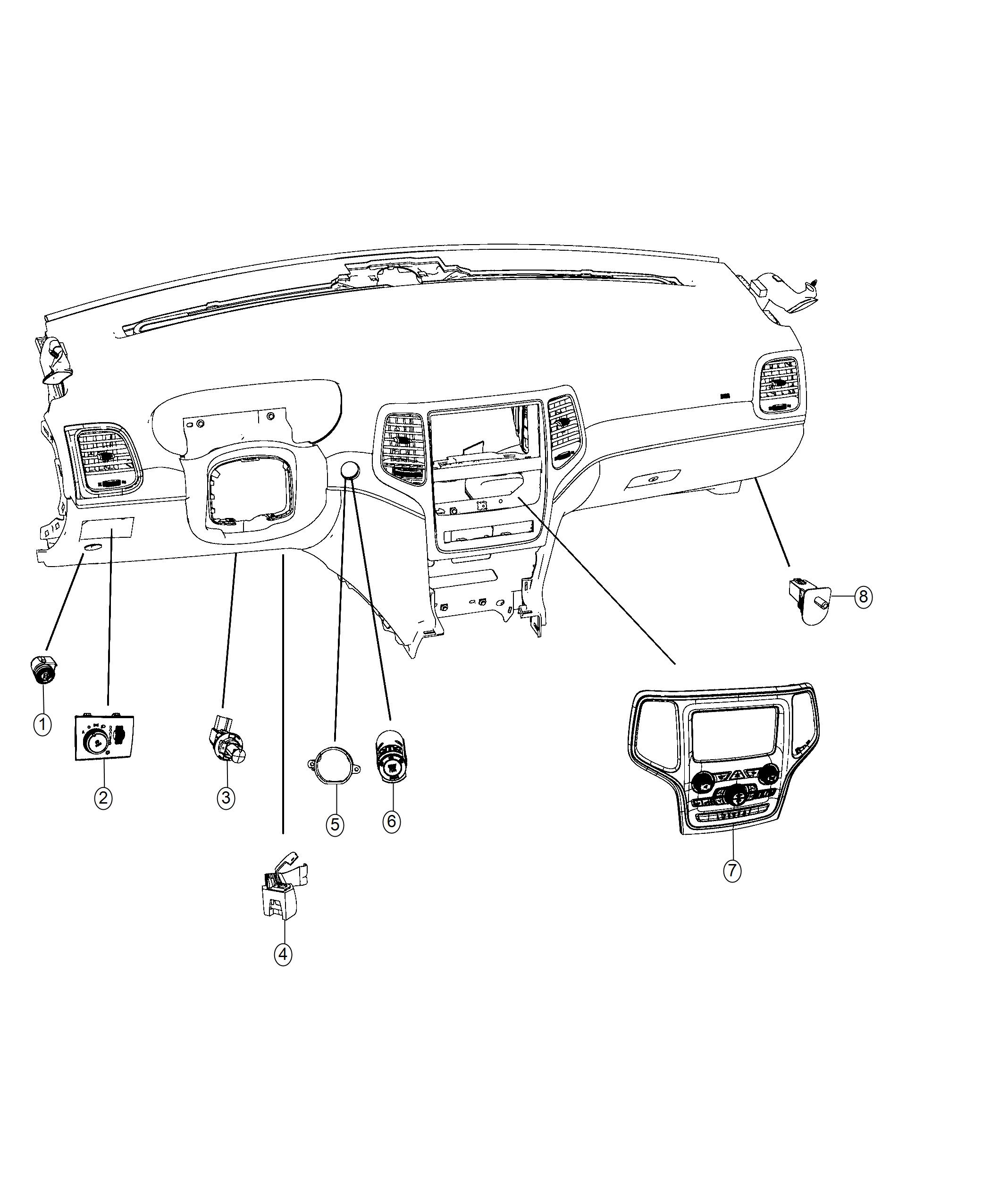 Diagram Switches, Instrument Panel. for your 2014 Jeep Grand Cherokee   