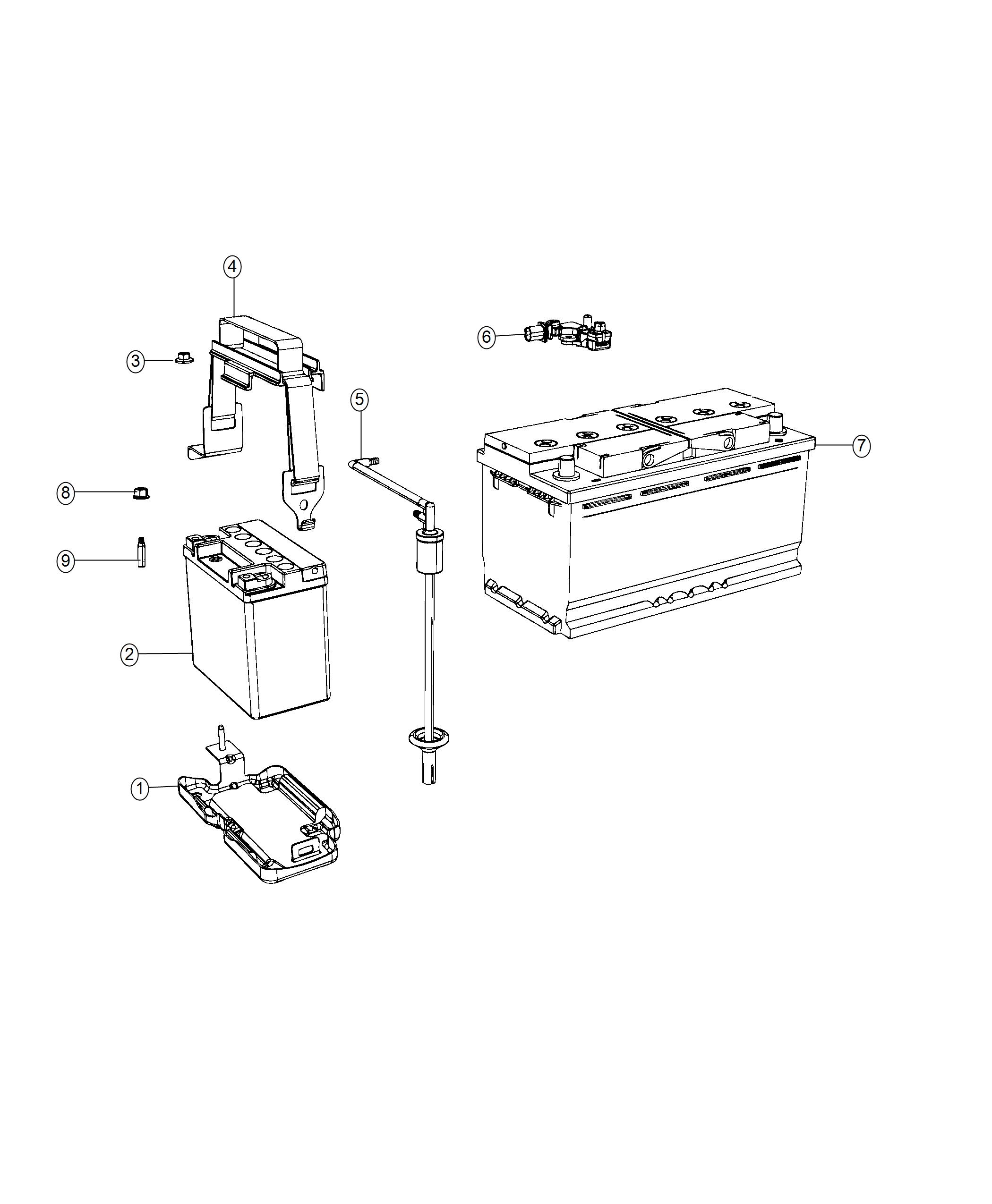 Diagram Battery, Tray And Support. for your 2006 Dodge Durango   