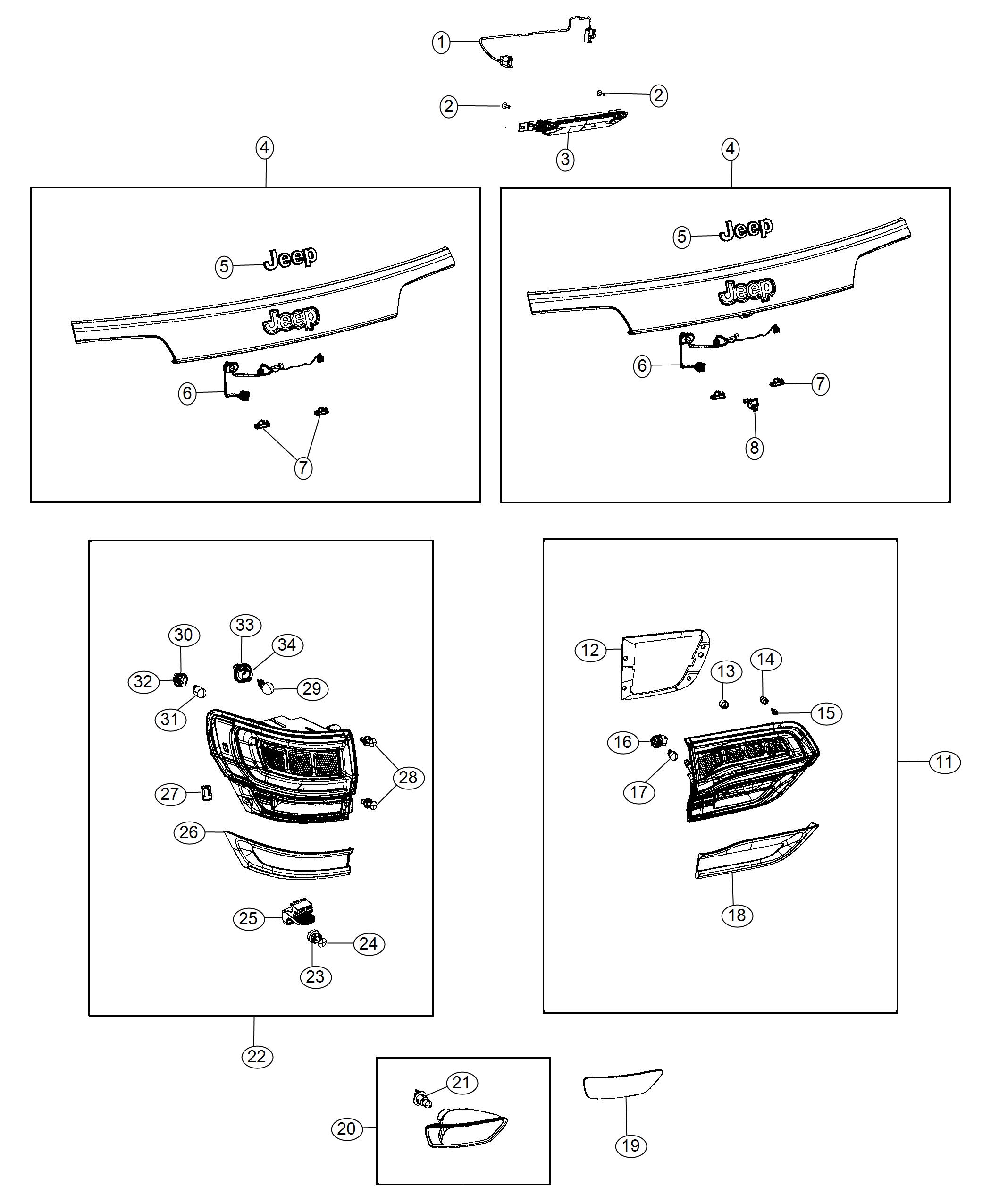 Diagram Lamps, Rear. for your Jeep Grand Cherokee  