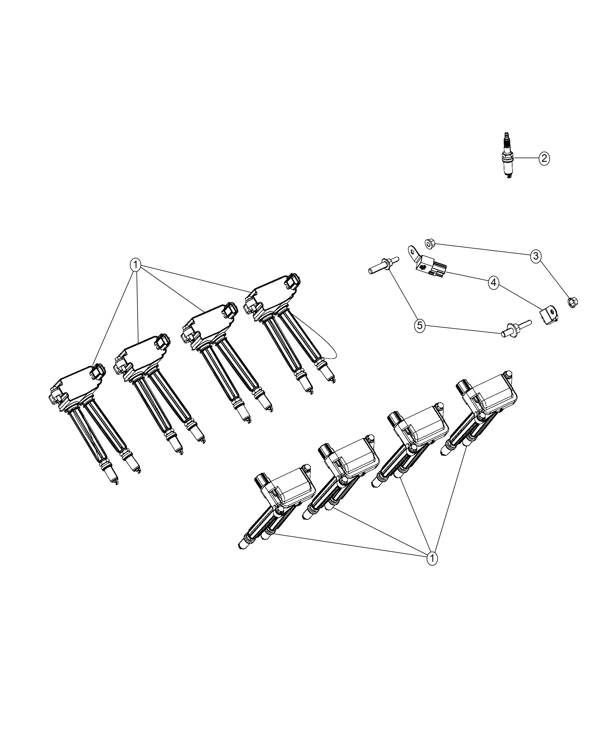 Diagram Spark Plugs, Ignition Coils, And Capacitor. for your Jeep