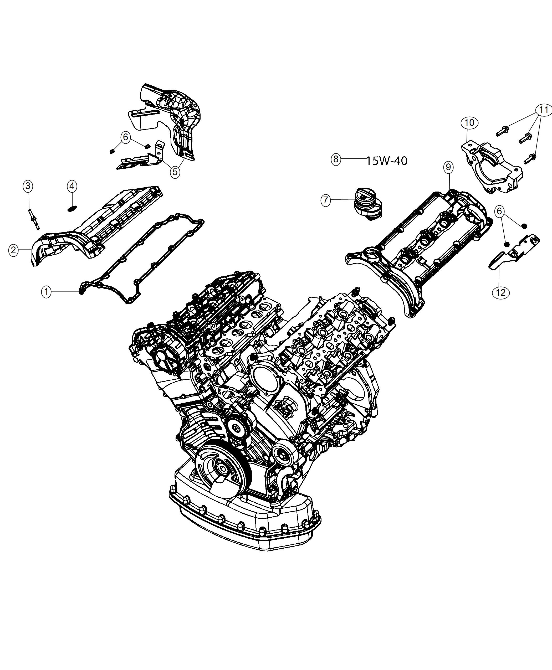 Diagram Cylinder Head Covers 3.0L Diesel. for your Jeep Grand Cherokee  