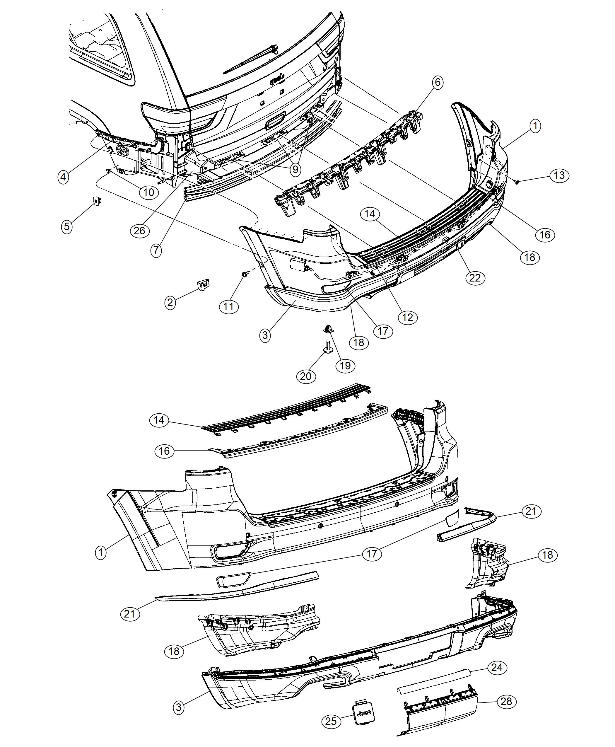 Diagram Fascia, Rear. for your 1999 Chrysler 300  M 