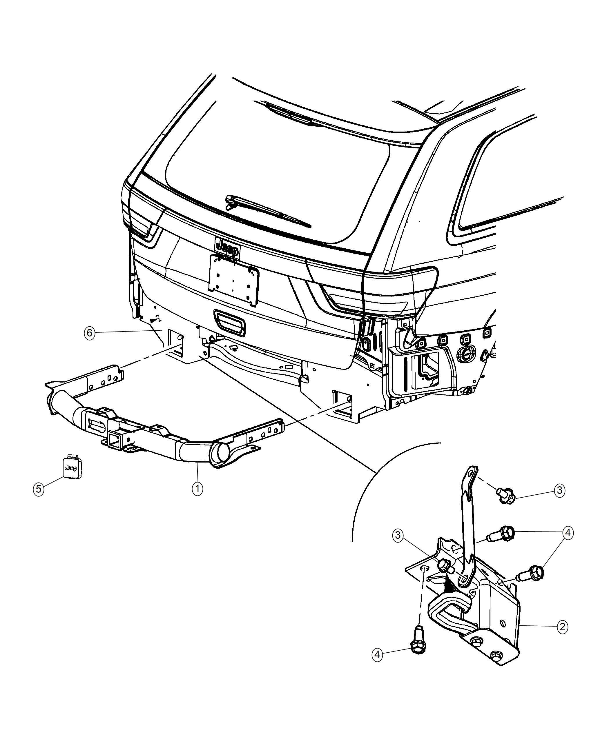 Diagram Tow Hooks and Hitch, Rear. for your Jeep Grand Cherokee  