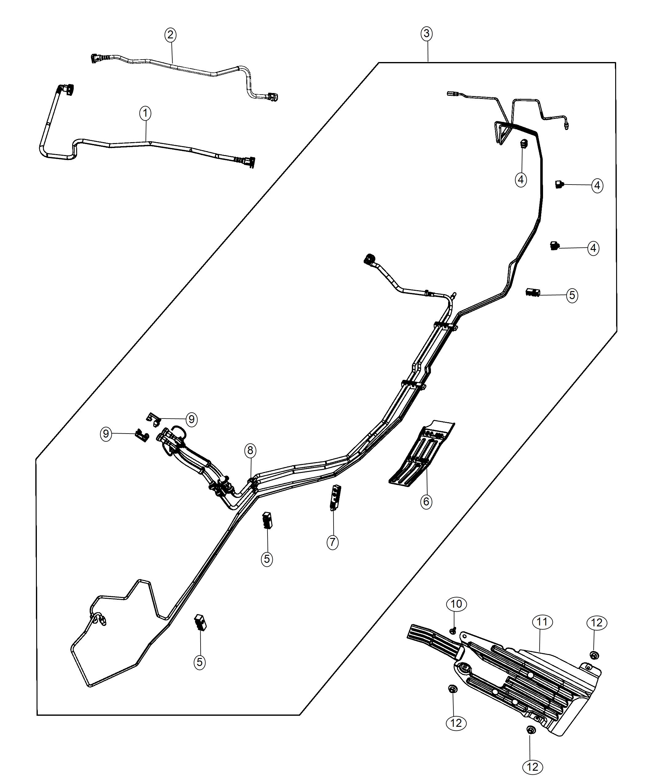 Diagram Fuel Lines, 3.0L [3.0L V6 Turbo Diesel Engine], [3.0L V6 Turbo Diesel Engine w/ESS]. for your Jeep Grand Cherokee  