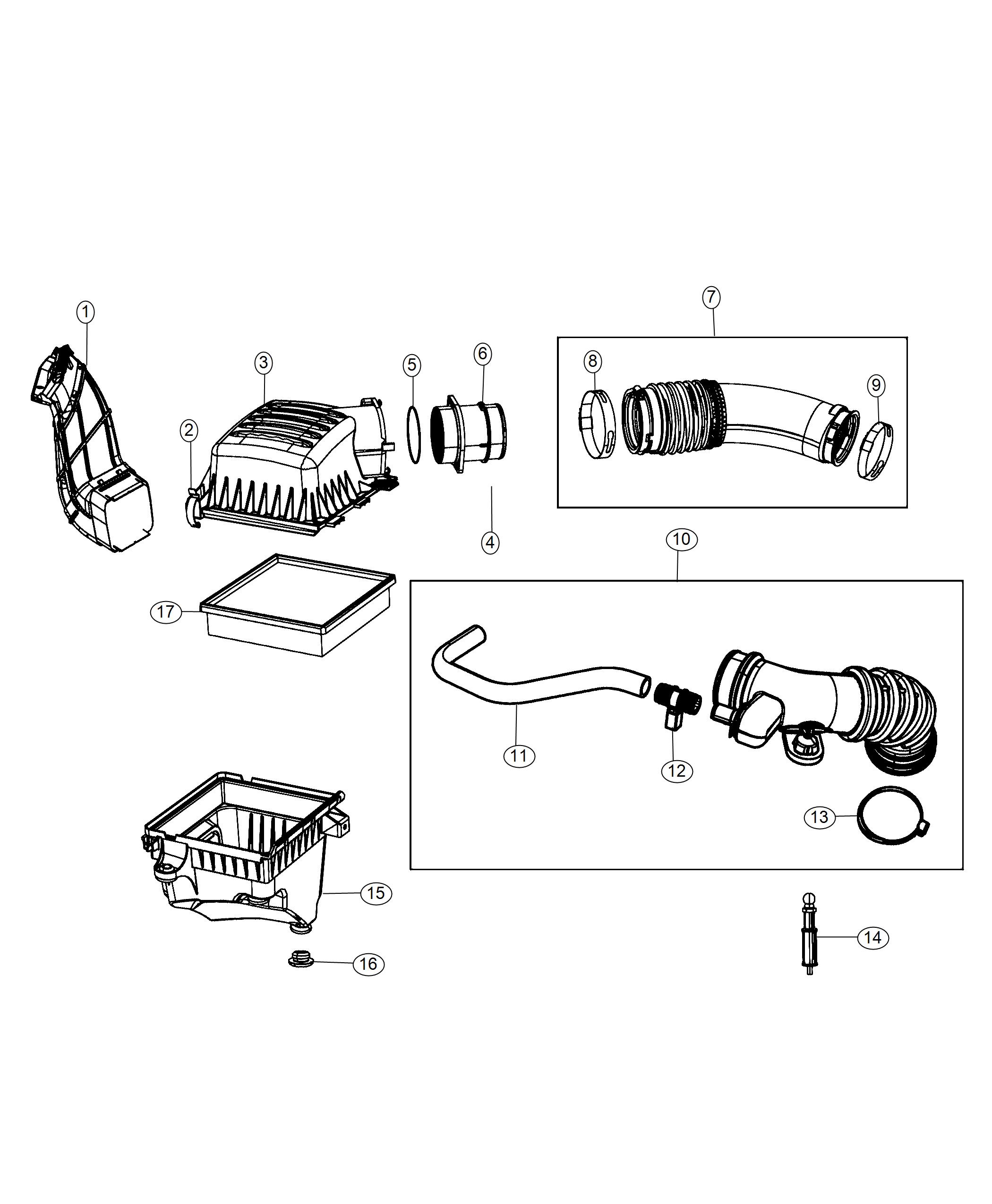 Diagram Air Cleaner 3.0L [3.0L V6 Turbo Diesel Engine], 3.0L [3.0L V6 Turbo Diesel Engine w/ESS]. for your Jeep Grand Cherokee  